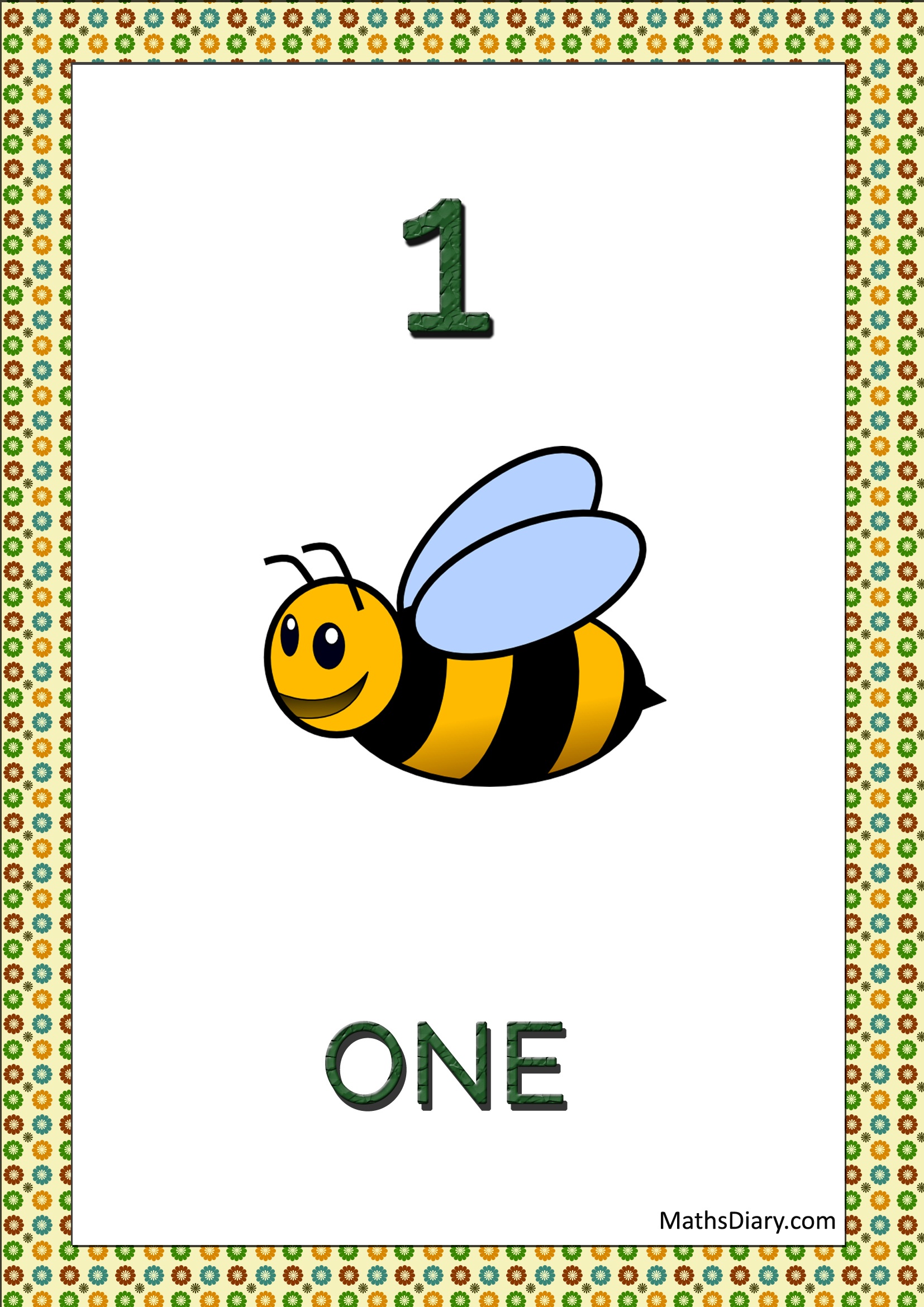 Learning counting and recognition of number 1 worksheets – Level 1