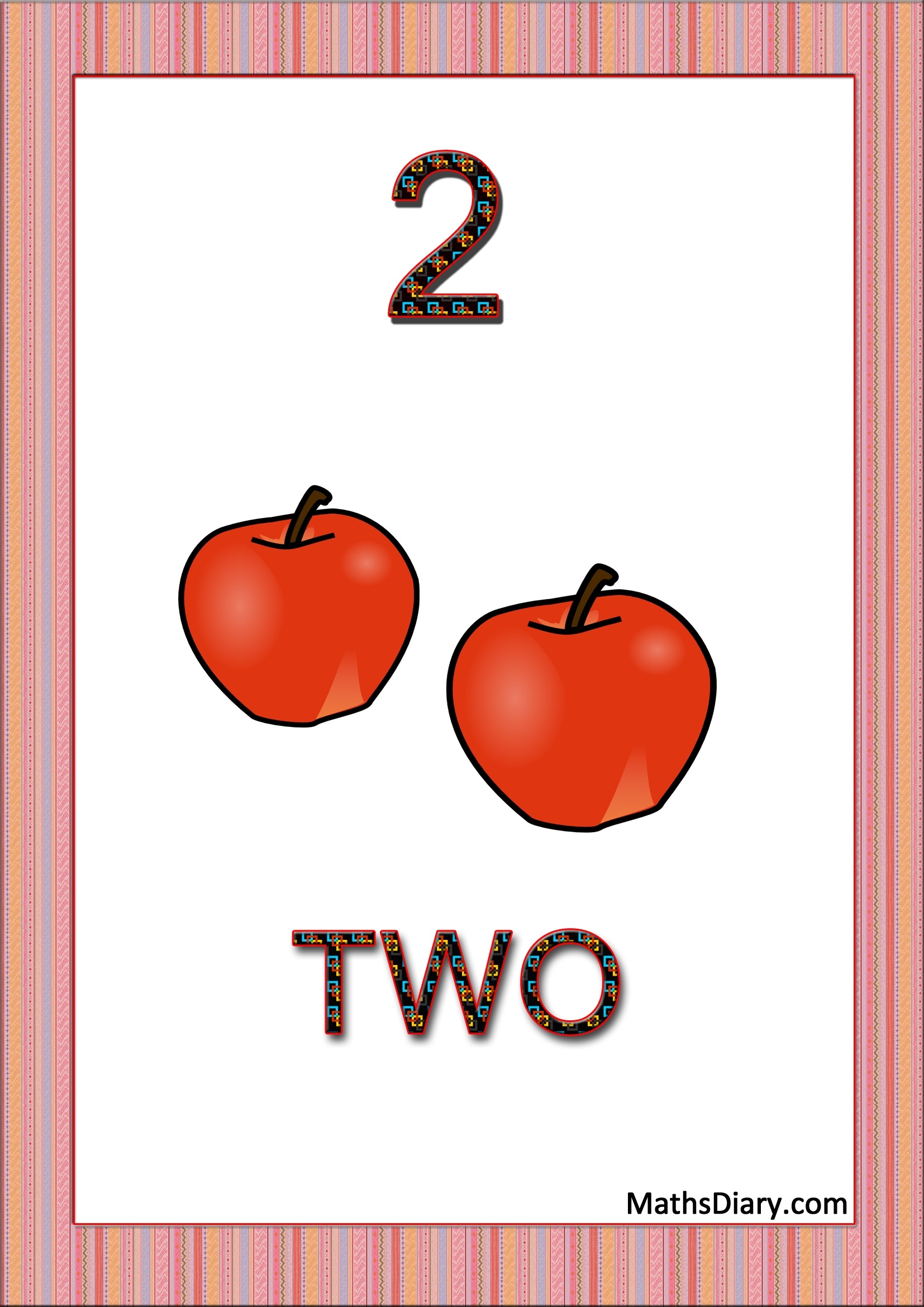 Learning counting and recognition of number 2 worksheets – Level 1