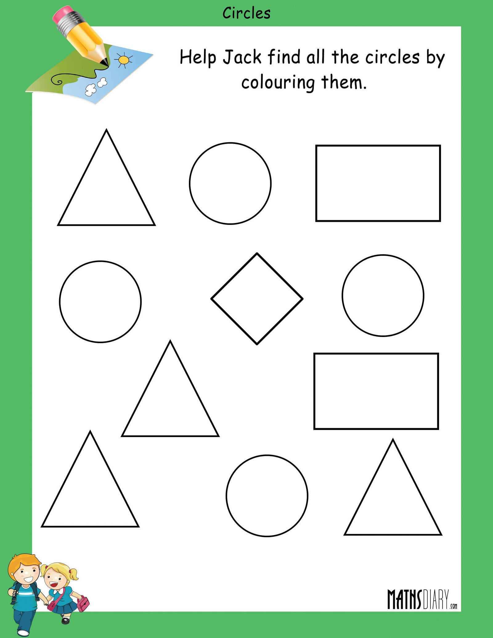 Finding shapes  Math Worksheets  MathsDiary.com