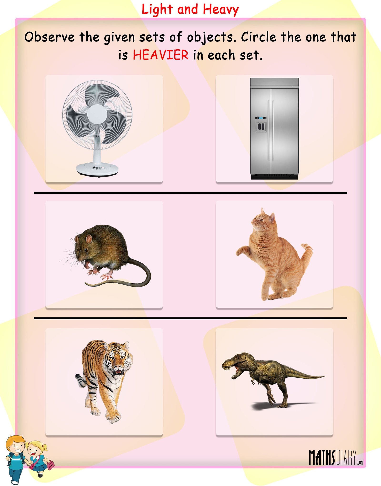 Heavy And Light Worksheet