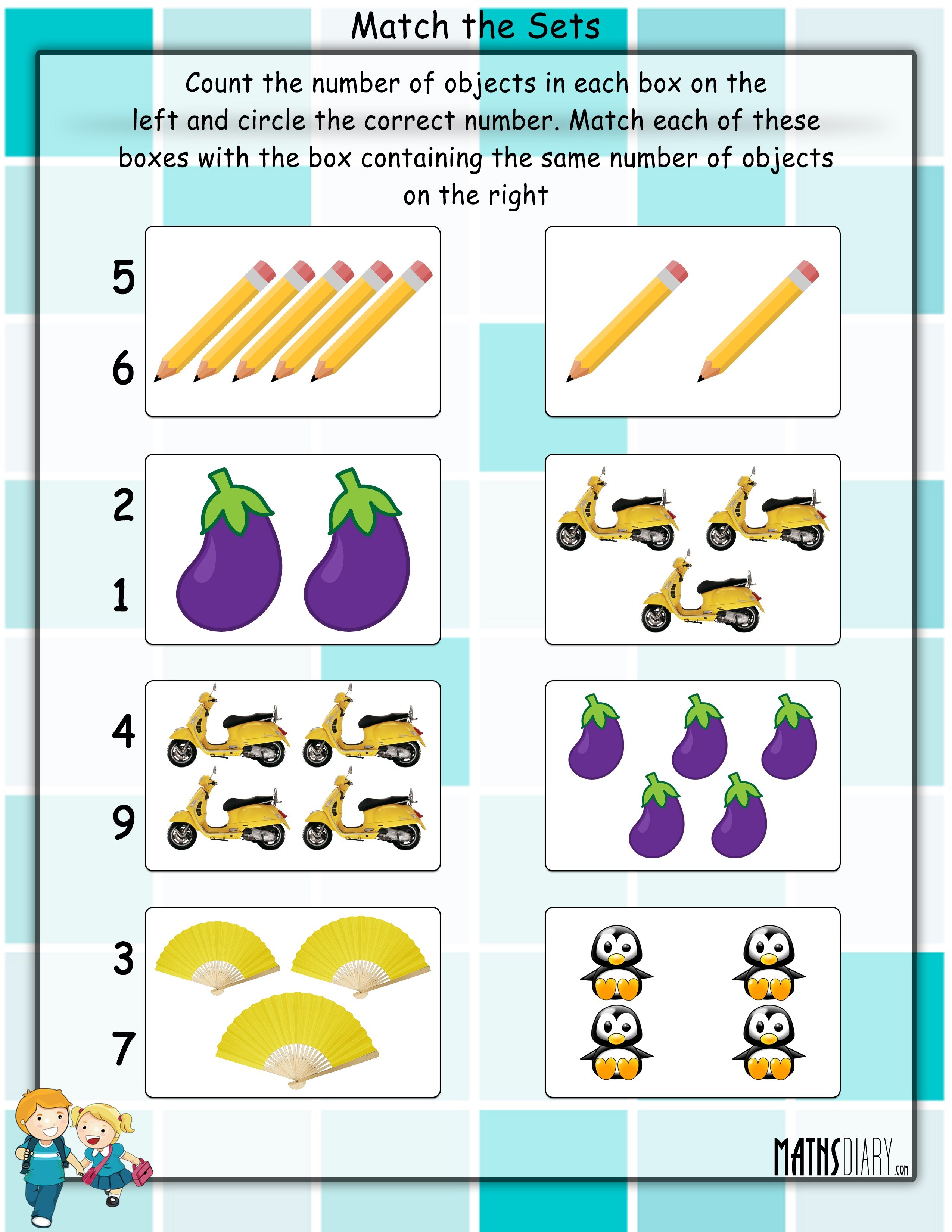 Matching Numbers To Sets Of Objects Worksheets