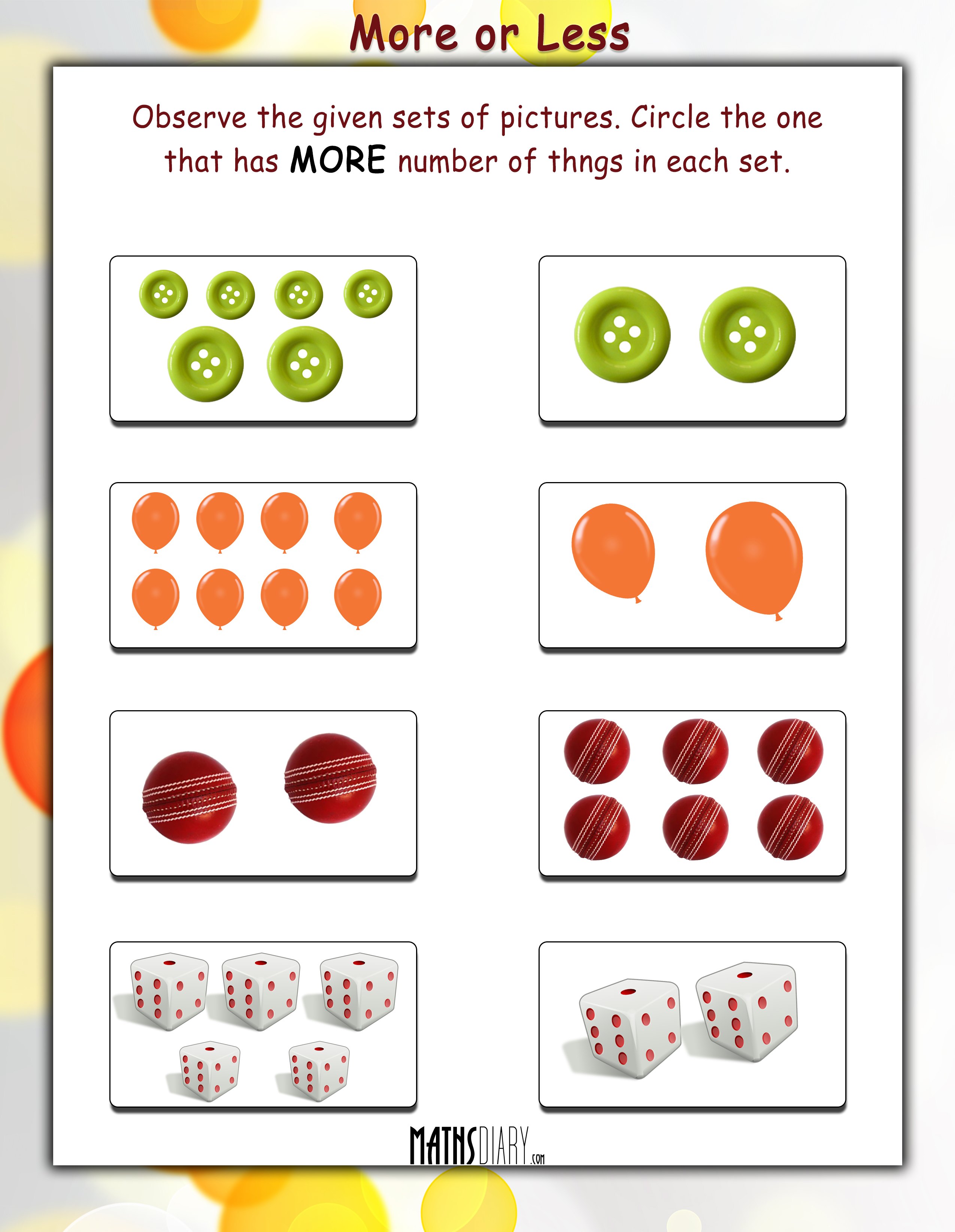 More Or Less Math Worksheets MathsDiary