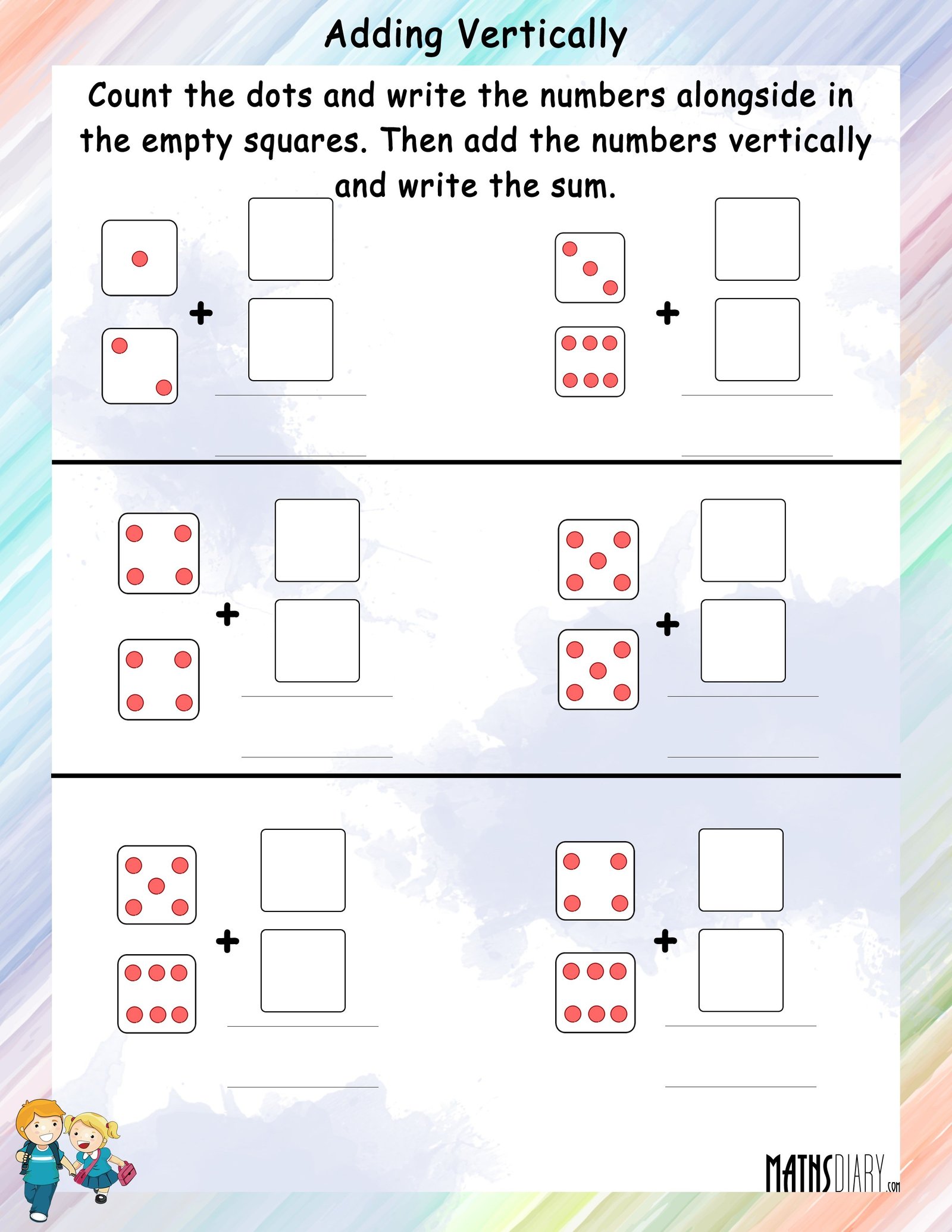 Adding Vertically Vertical Addition Math Worksheets MathsDiary Adding Vertically Vertical Addition Math Worksheets MathsDiary