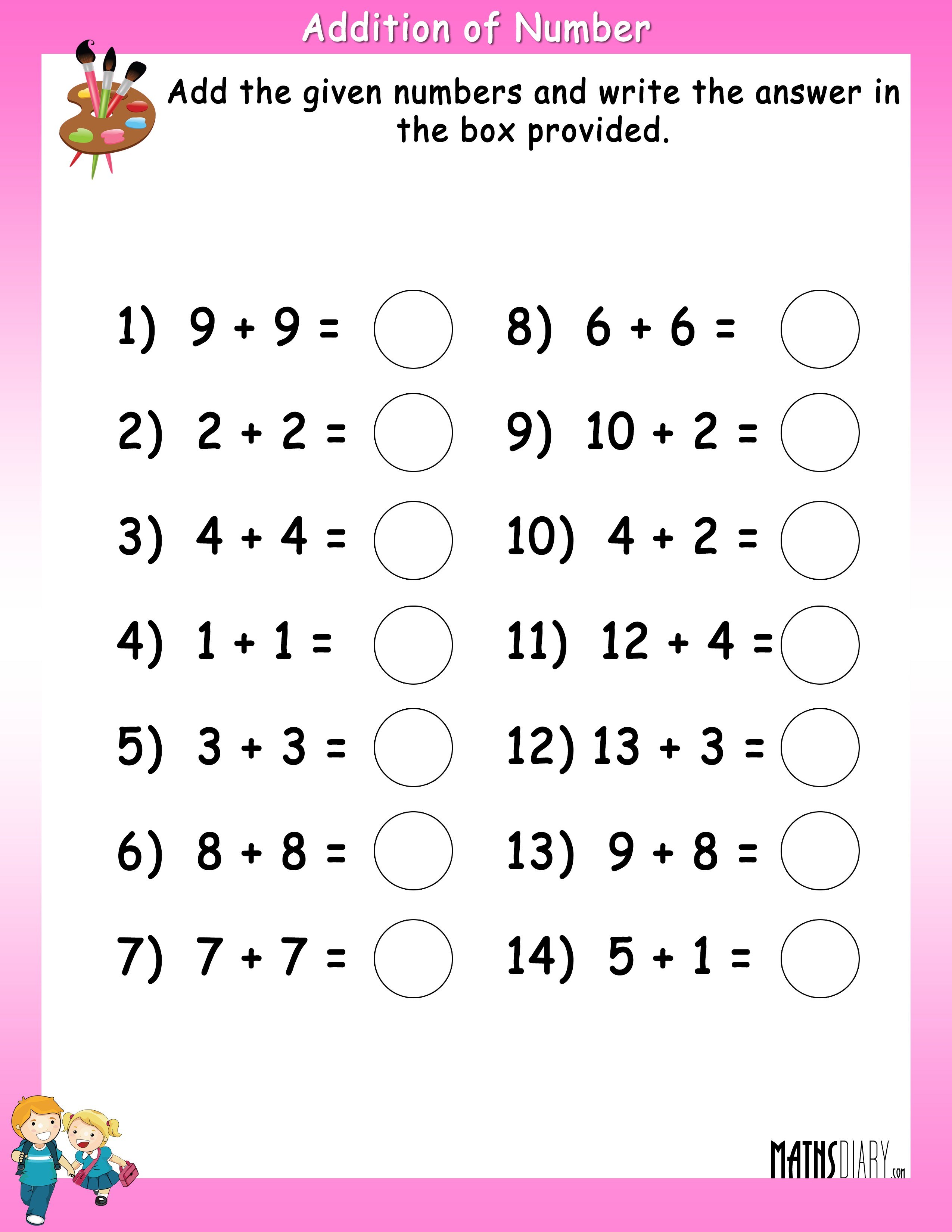 Addition – Grade 2 Math Worksheets