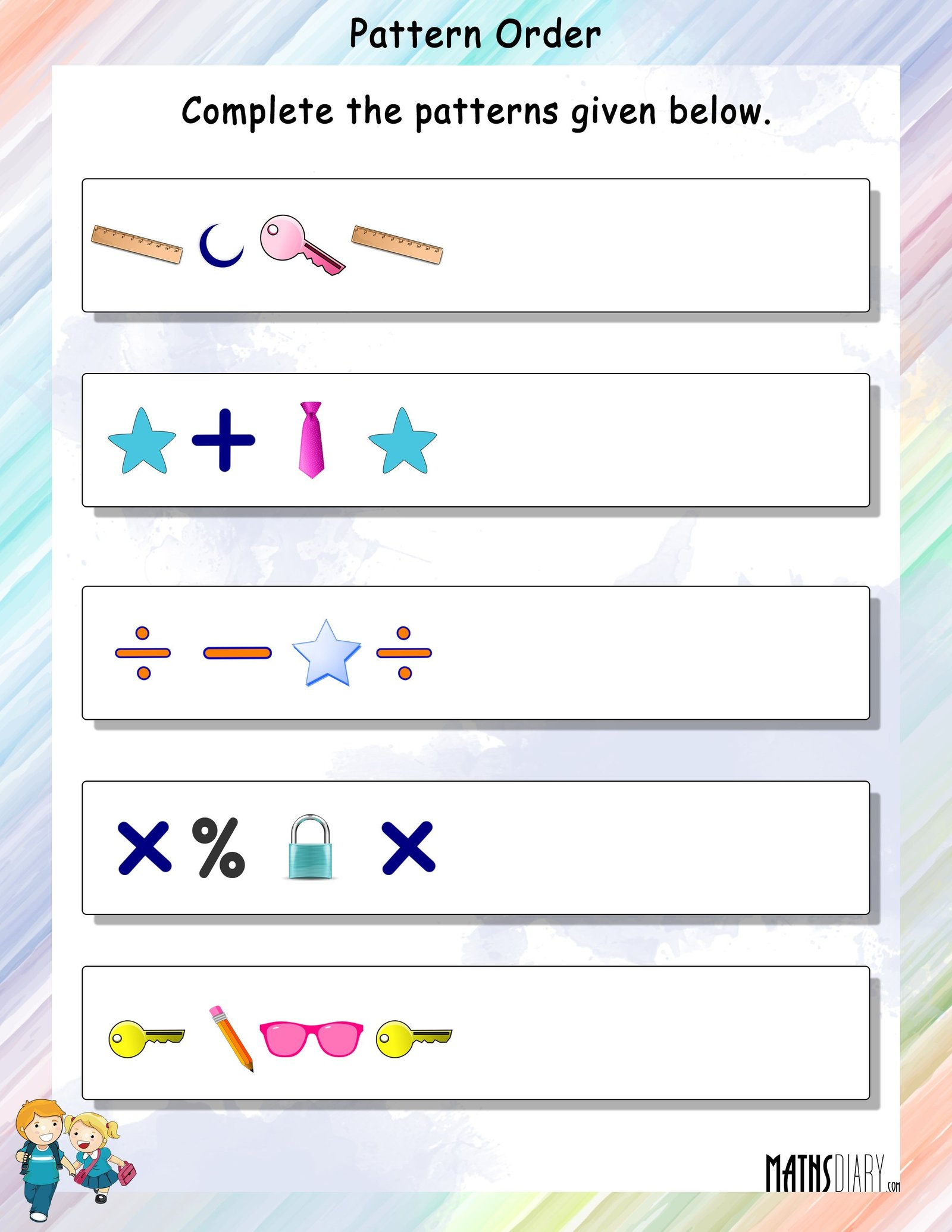 Patterns Grade 1 Math Worksheets maths-worksheets-grade-1-chapter-patterns-key2practice-workbooks