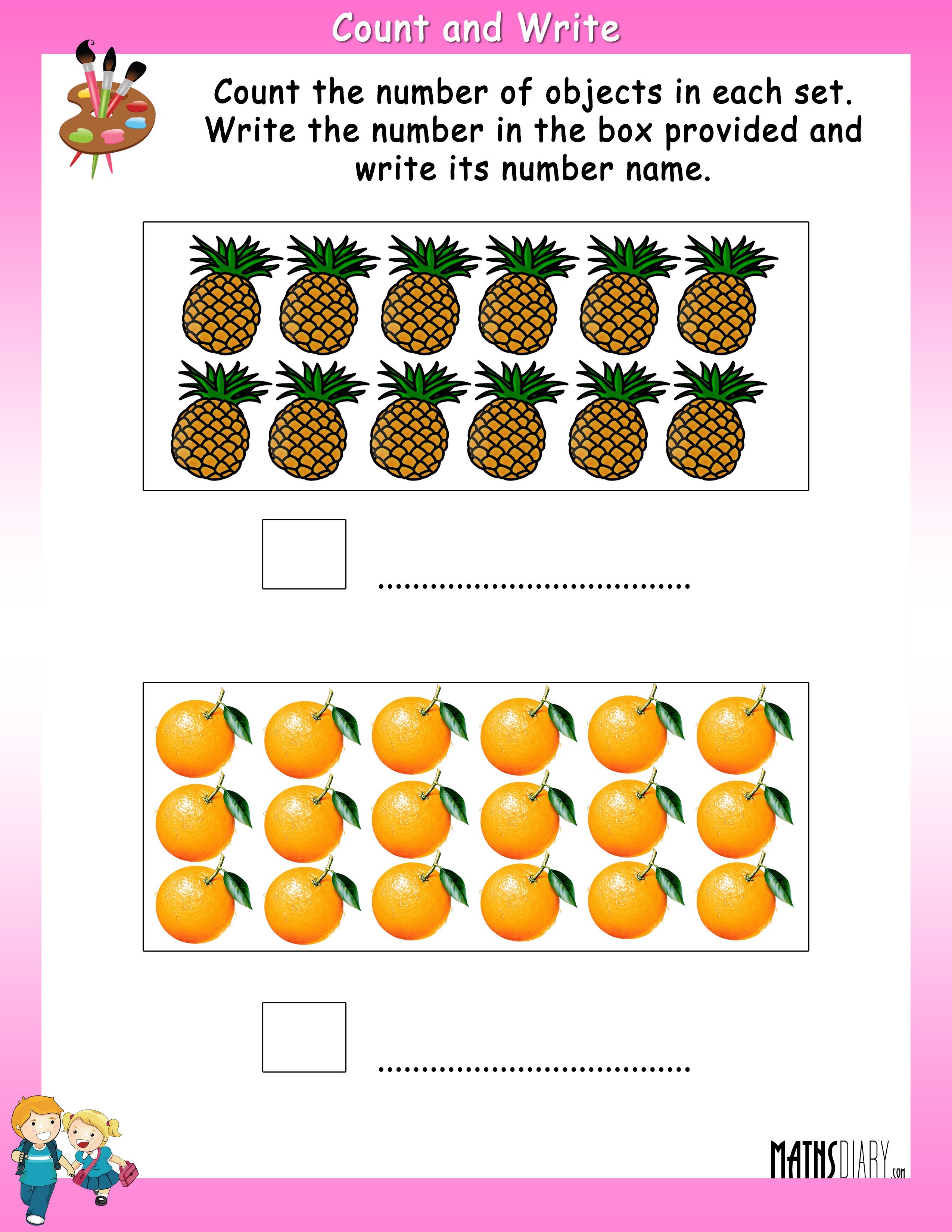 Count The Objects And Write The Number And Number Name Math Worksheets MathsDiary