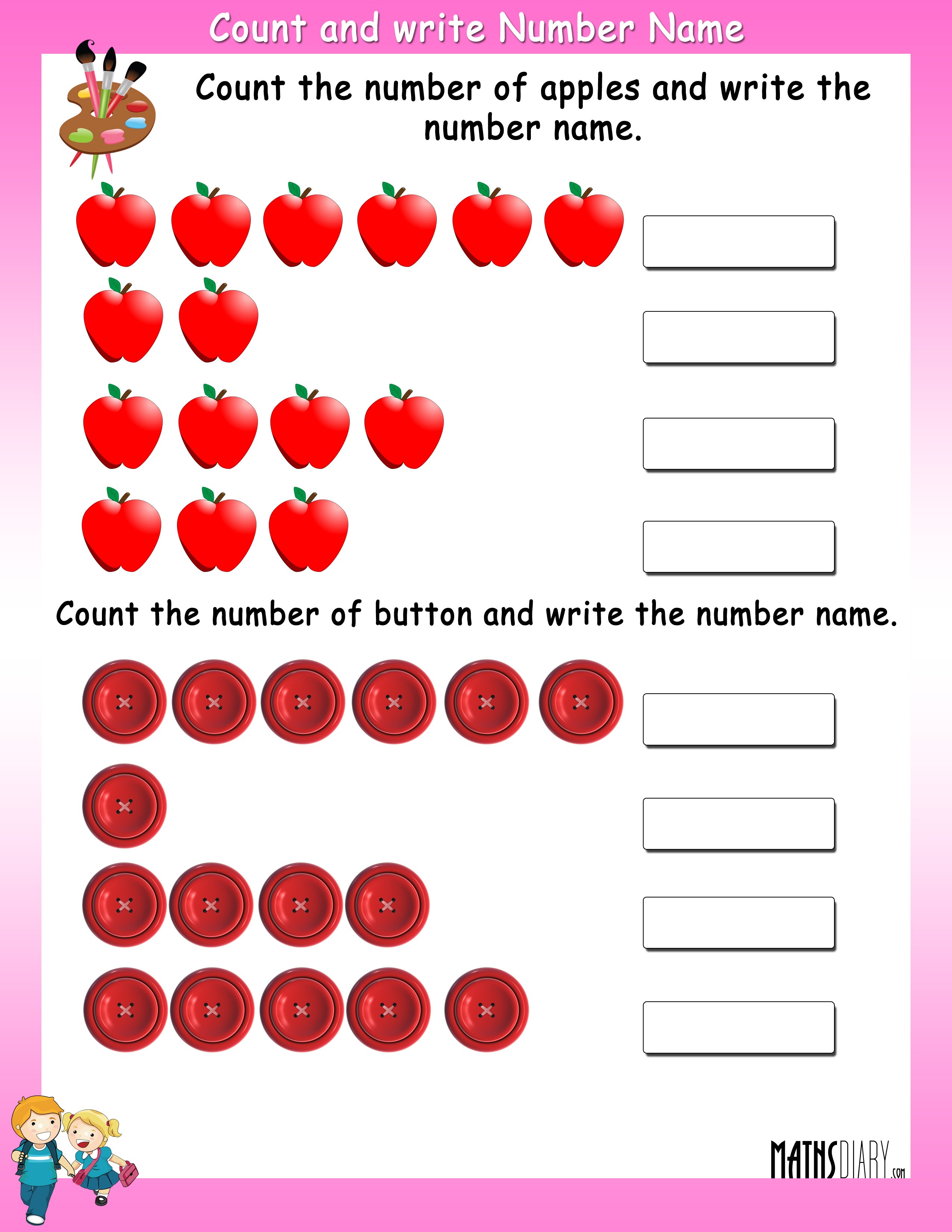 Count And Write Number Names Math Worksheets MathsDiary