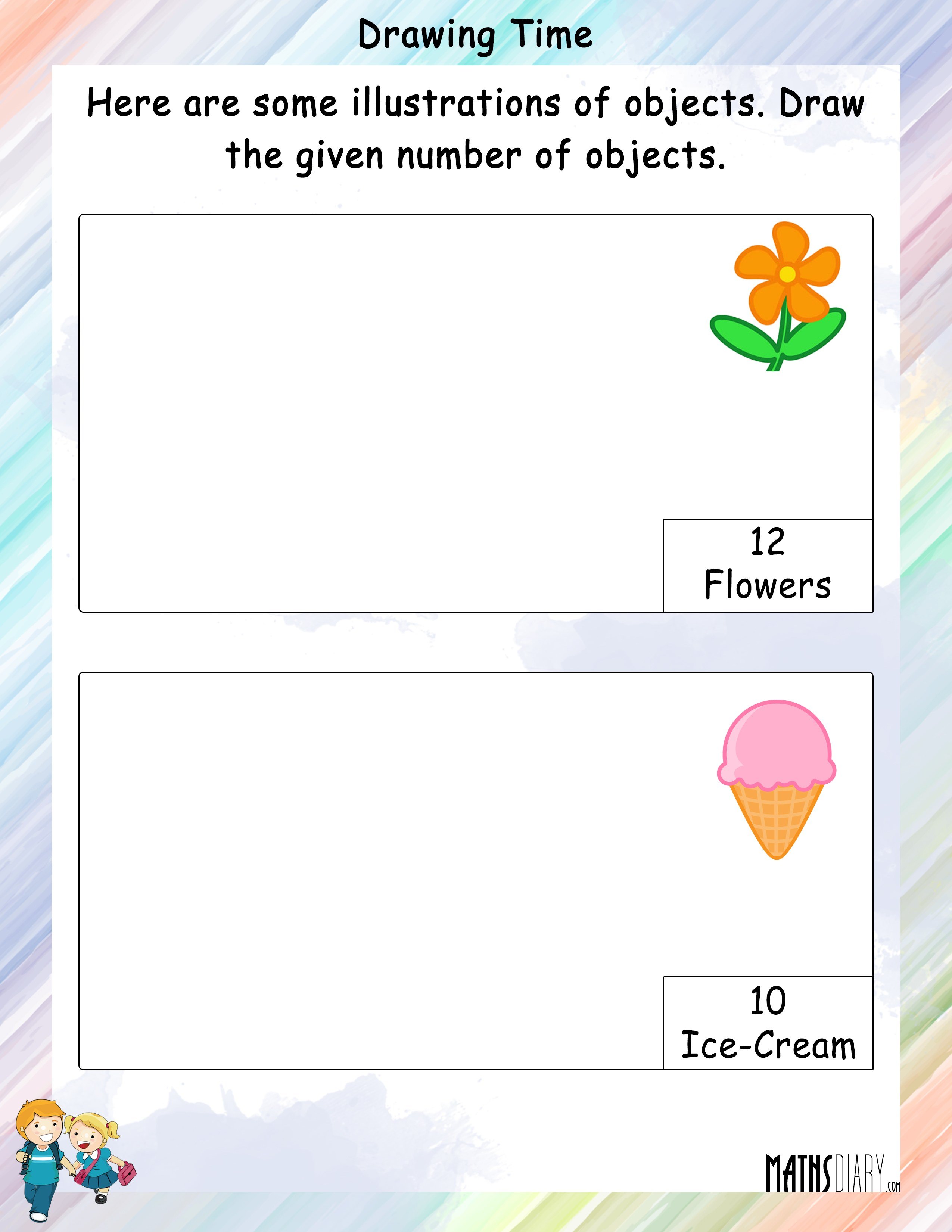 draw-and-color-the-asked-number-of-objects-math-worksheets-mathsdiary