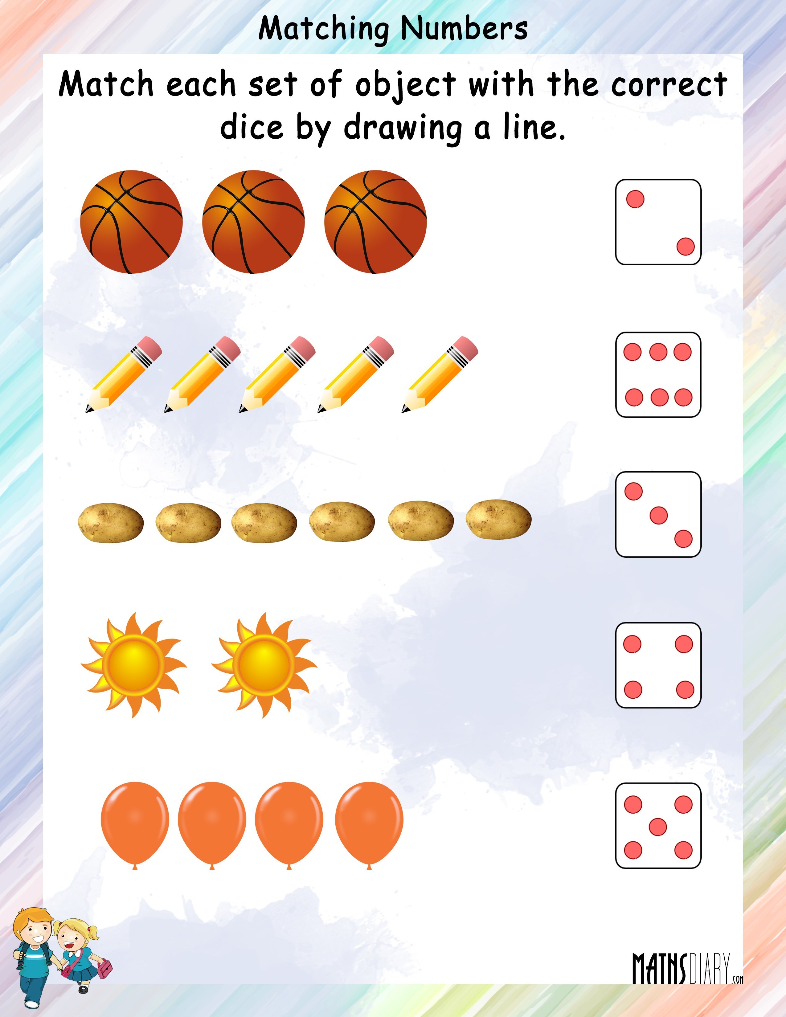 Matching Numbers Objects Worksheets