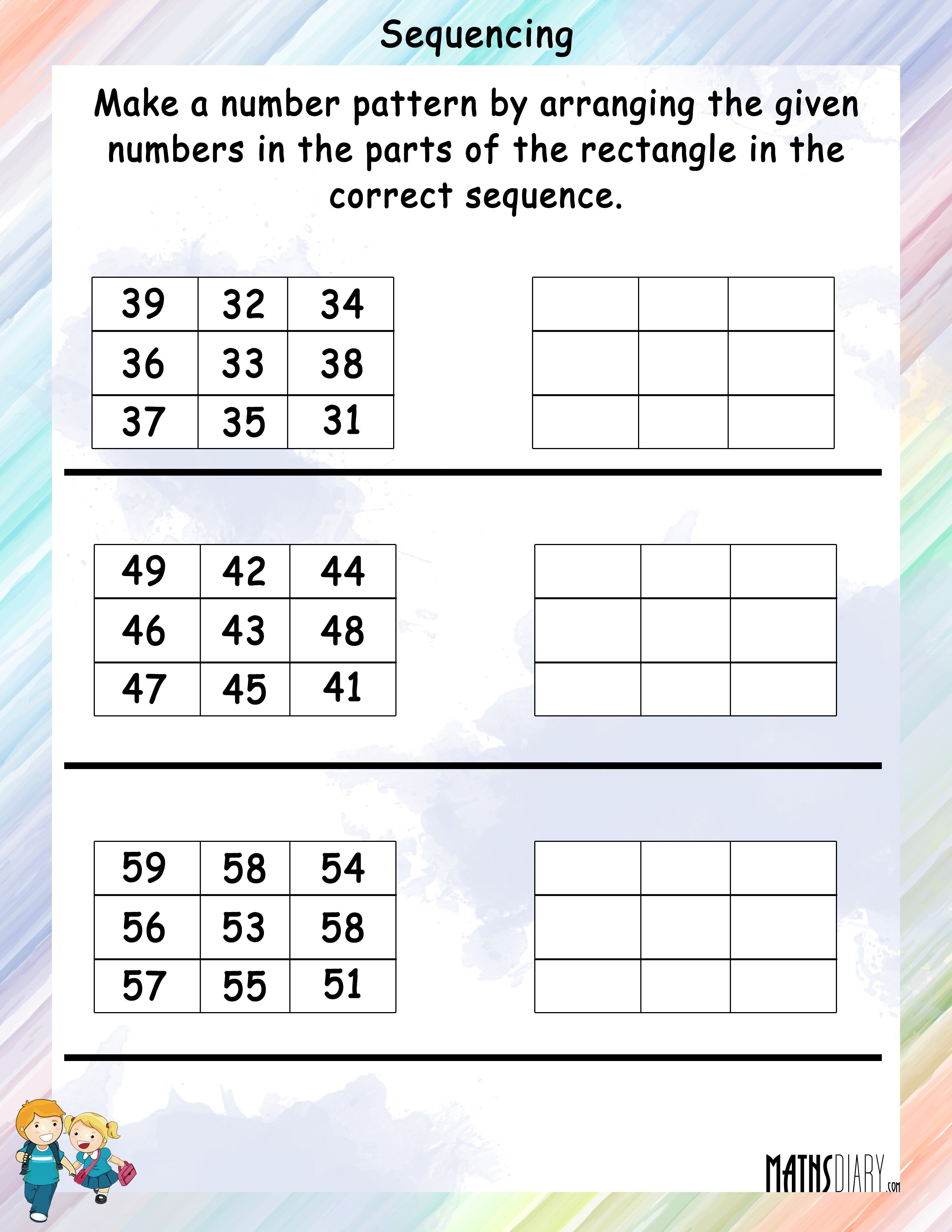 Arrange The Numbers In Sequence In The Rectangle Math Worksheets MathsDiary
