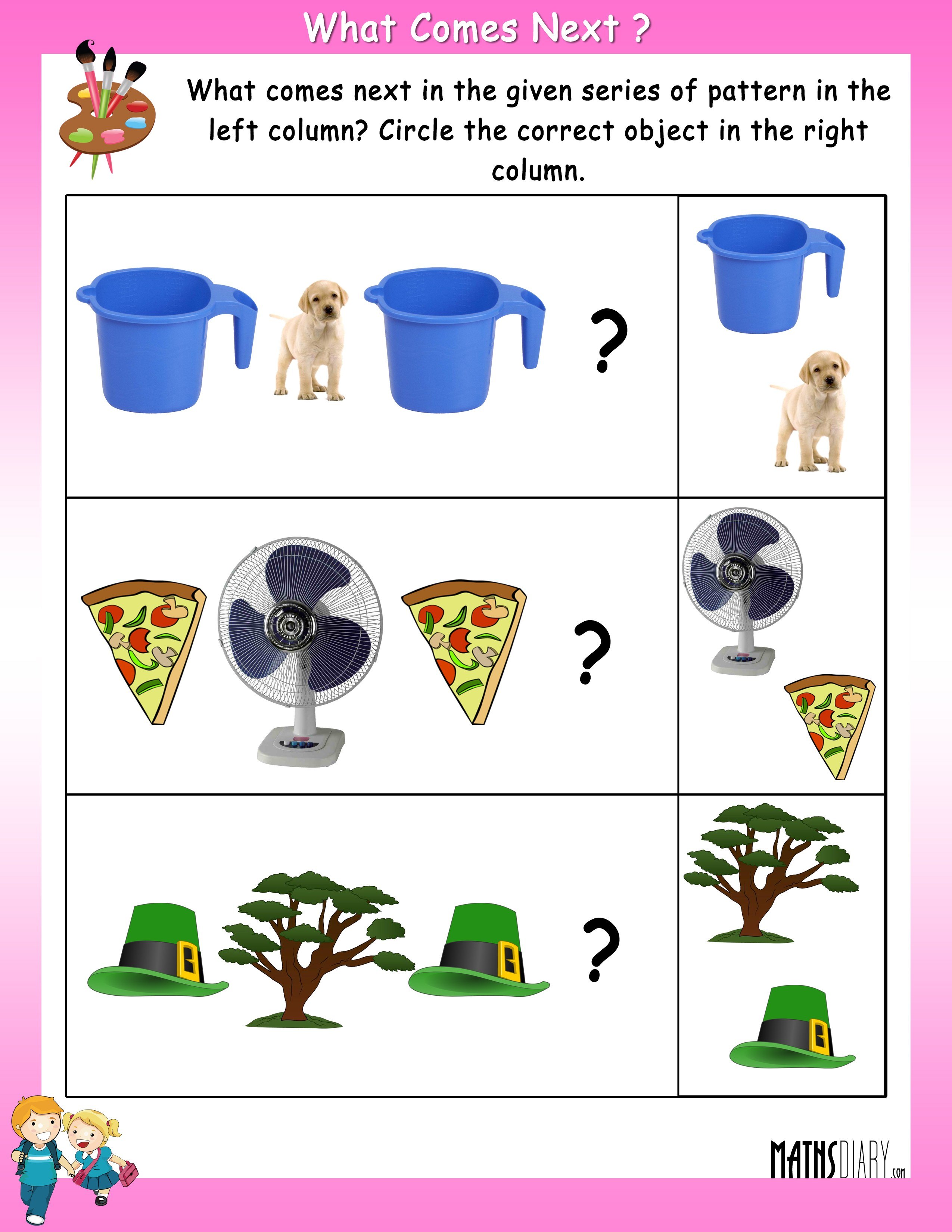 What comes next in the given pattern - Math Worksheets ...