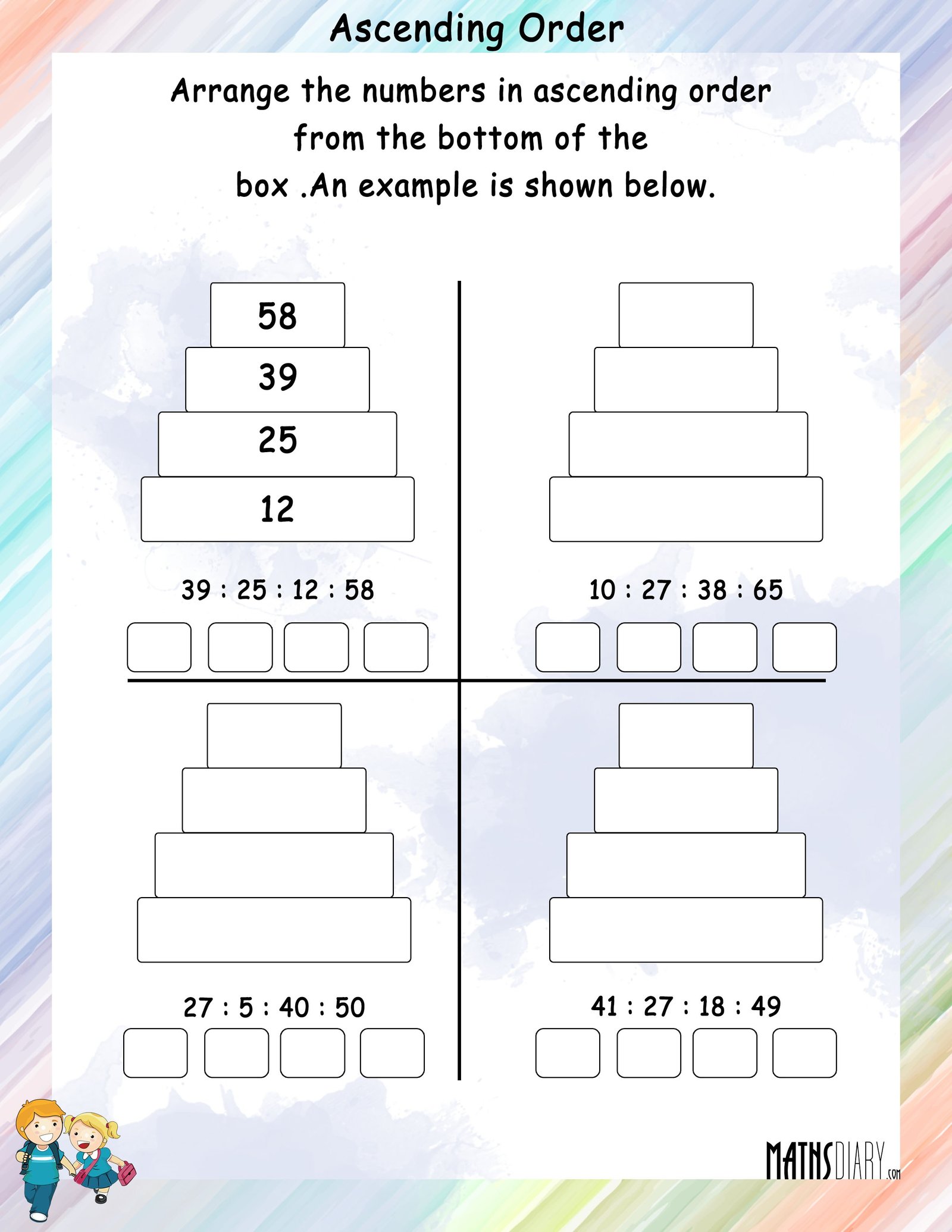 Write Numbers In Ascending Order Worksheet