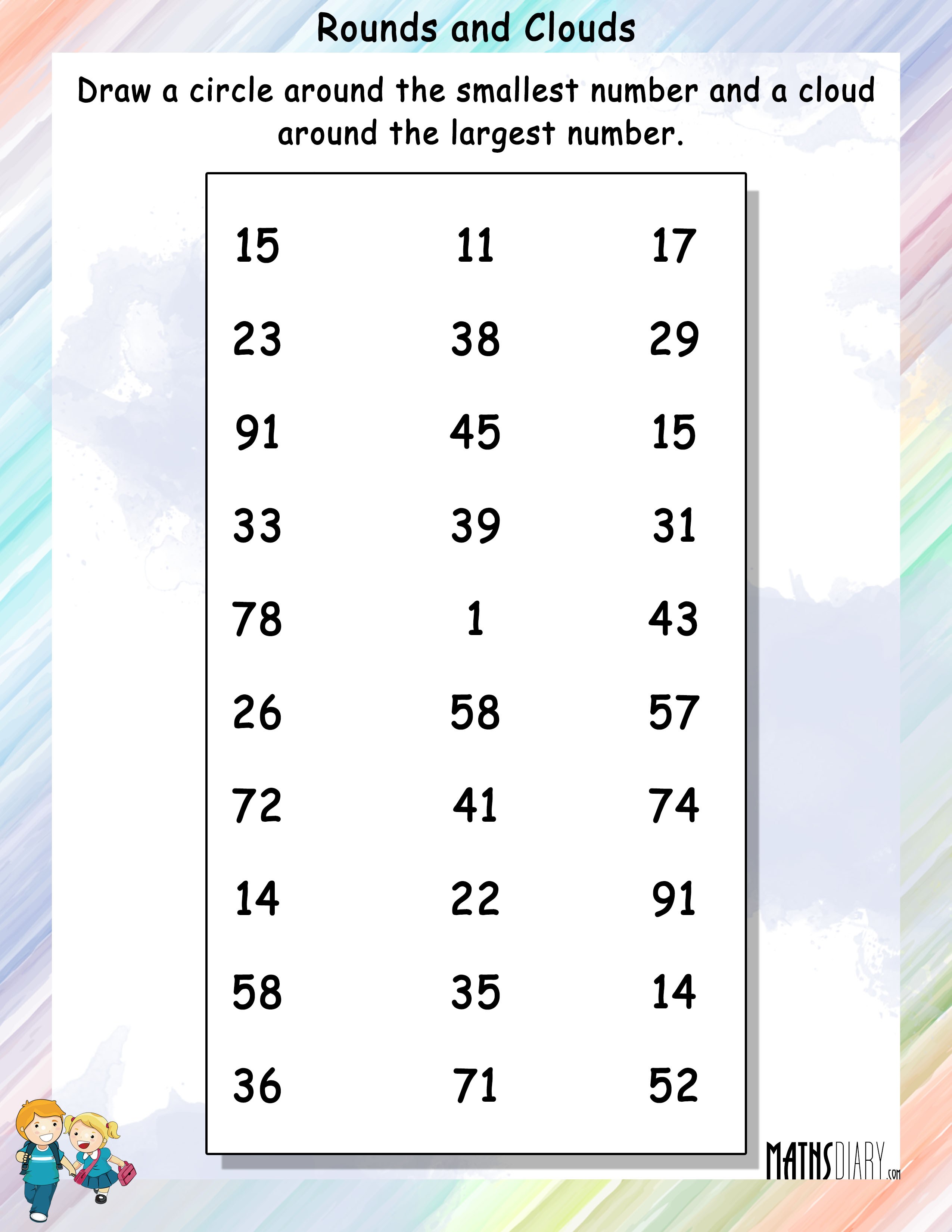 Smallest To Largest Numbers Worksheets