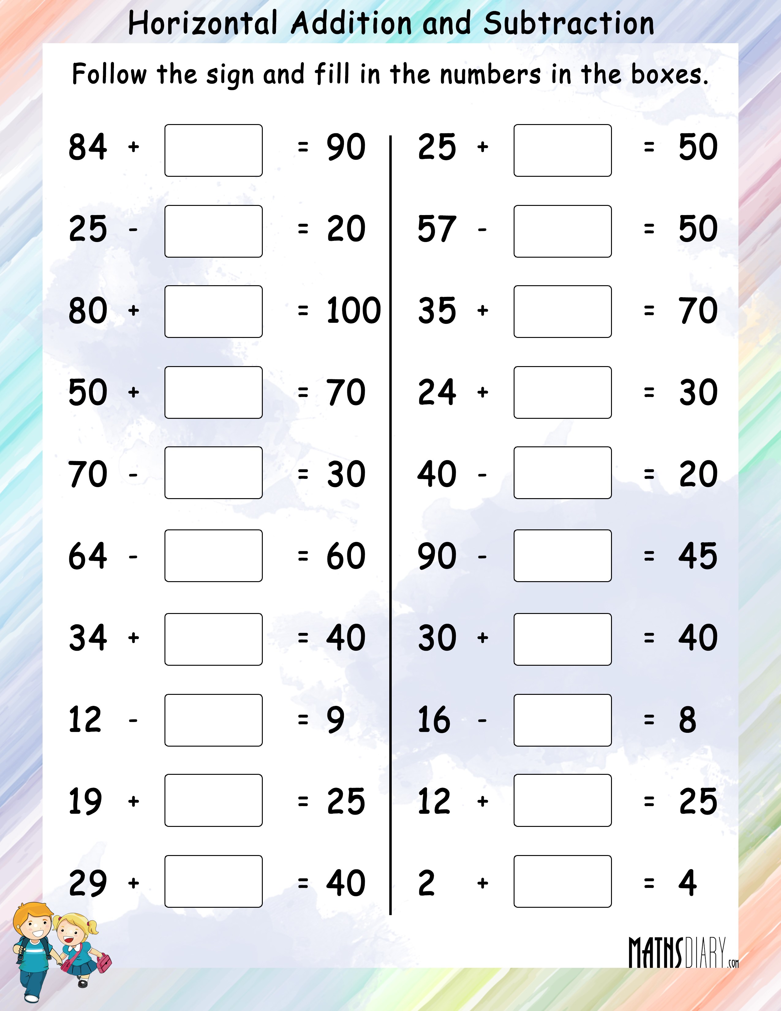Addition Subtraction Mathsdiary Com And Worksheets For Grade. Addition