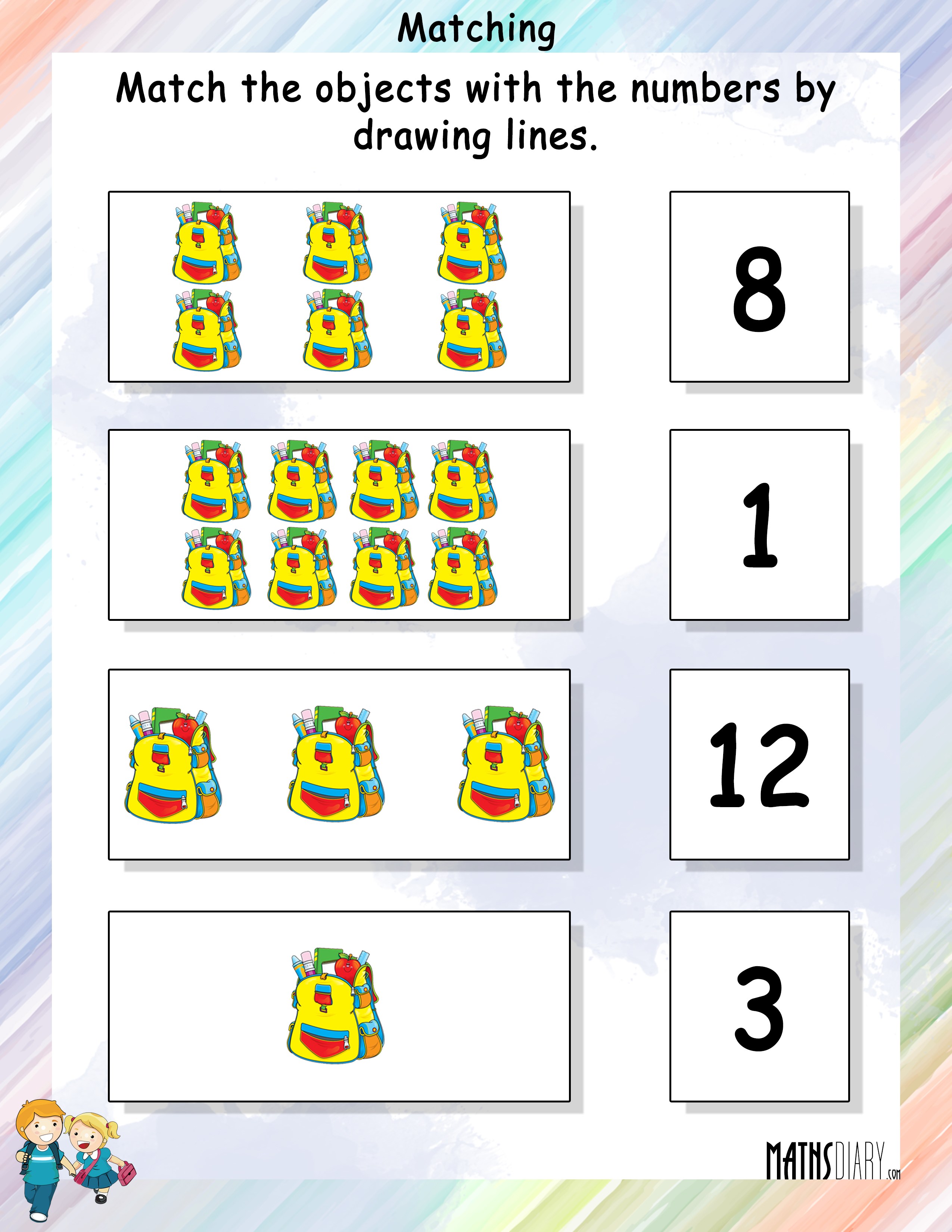 Matching Numbers To Objects Worksheets