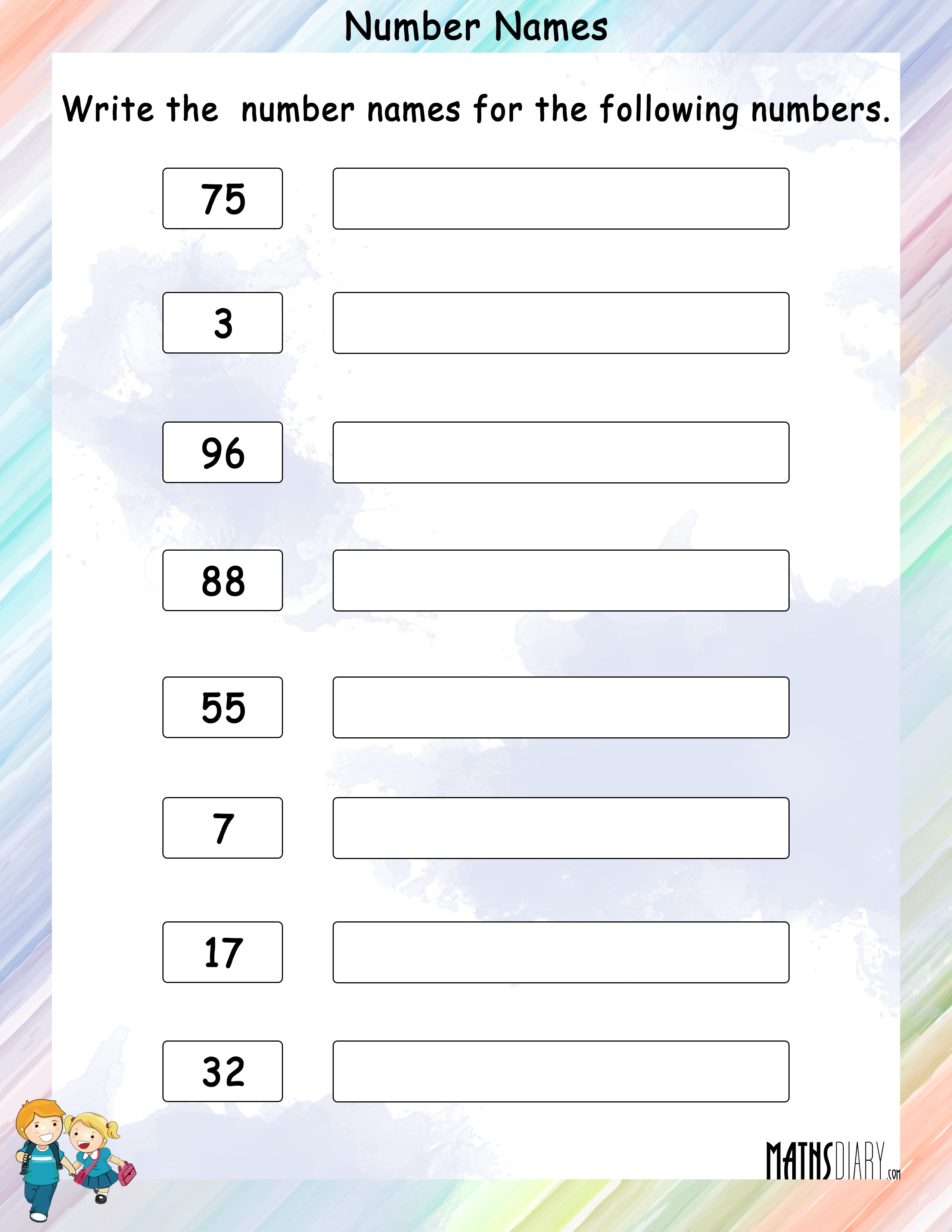 Write Number Names For Given Numbers Math Worksheets MathsDiary