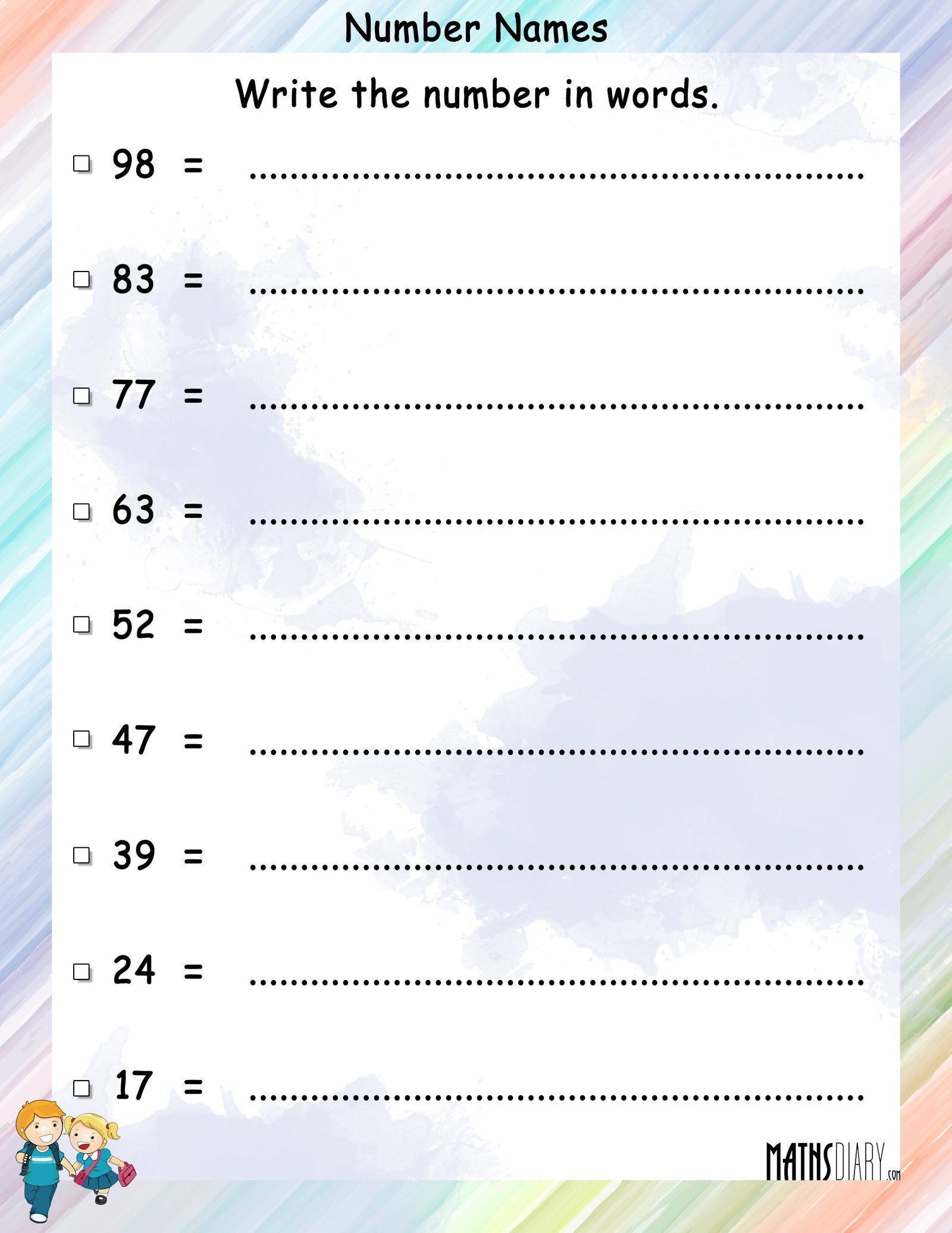 Free Math Worksheets Writing Numbers