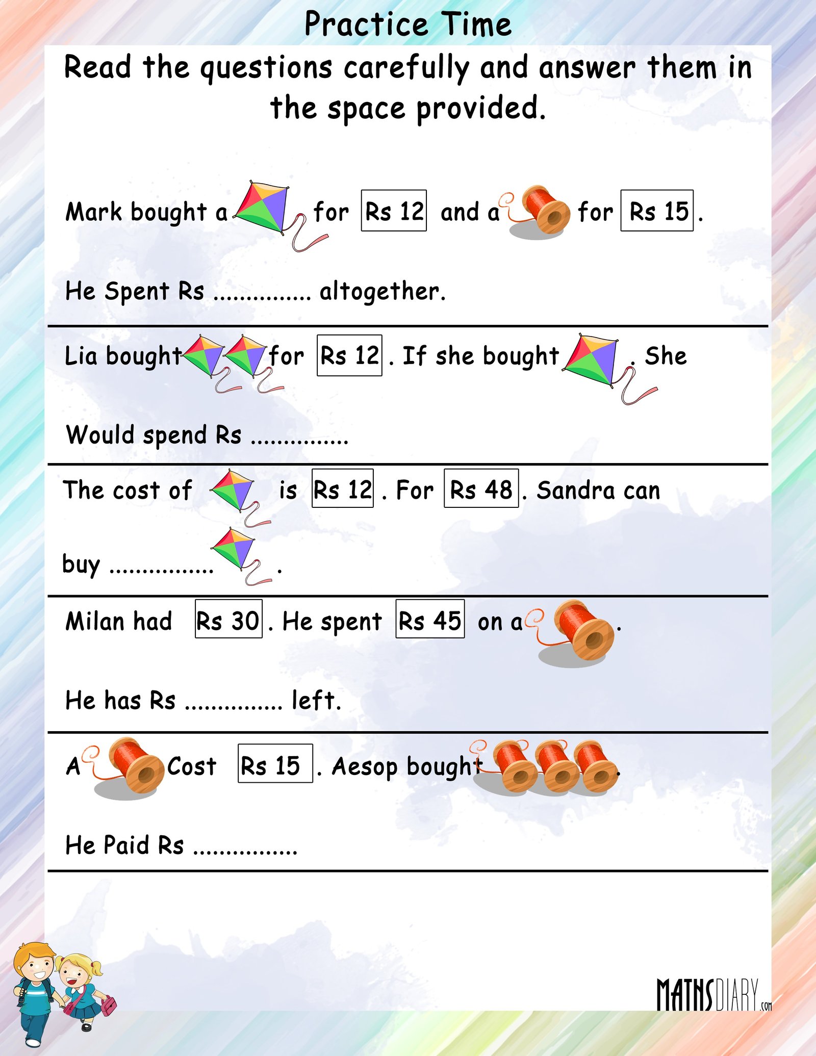 Word Problems – Grade 2 Math Worksheets