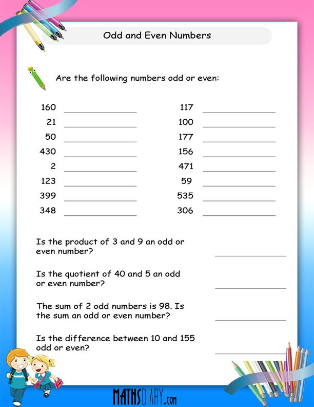 Odd Or Even Numbers Grade 2 Math Worksheets
