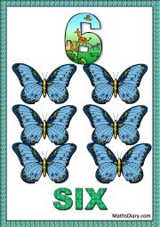 6 blue butterflies