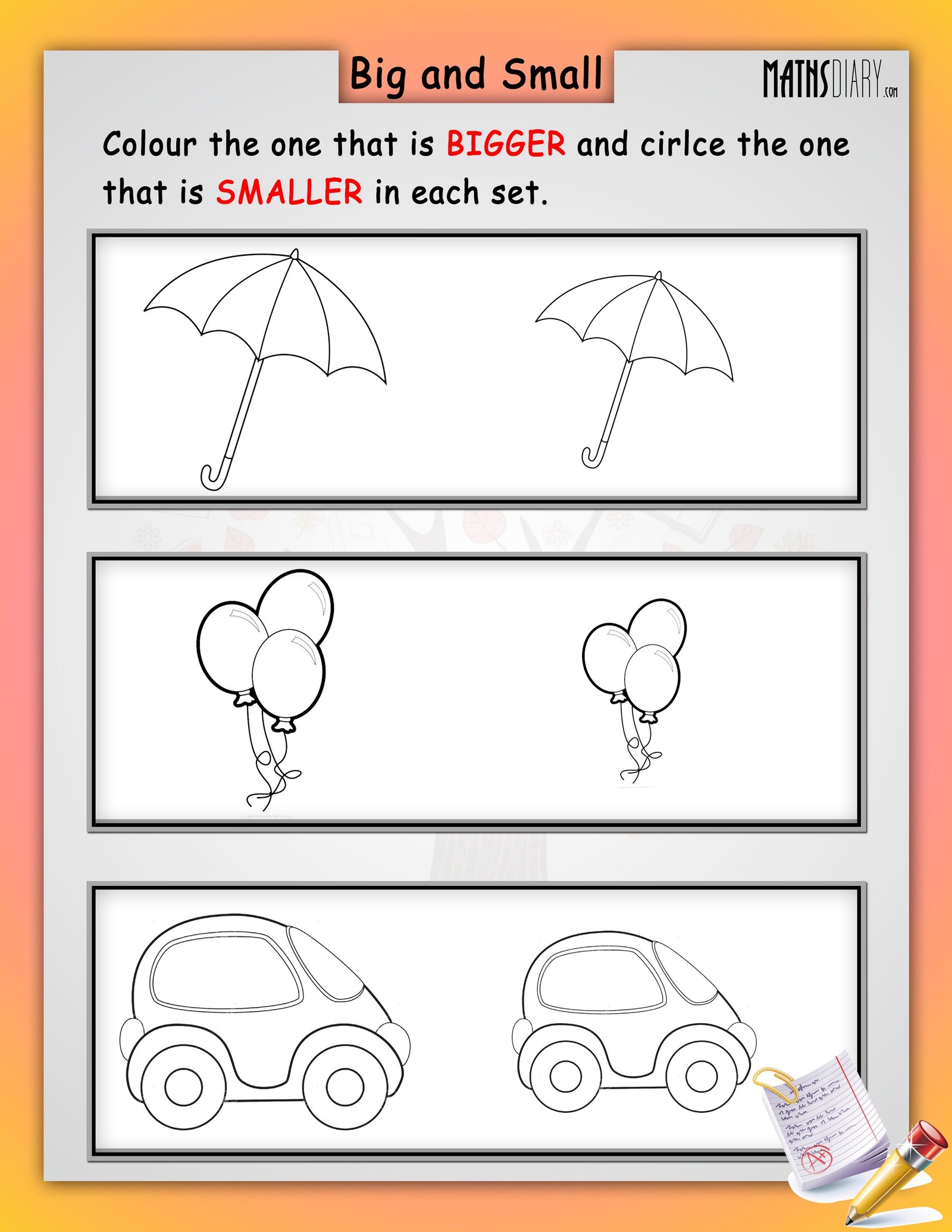 Big or Small? Worksheet for kids