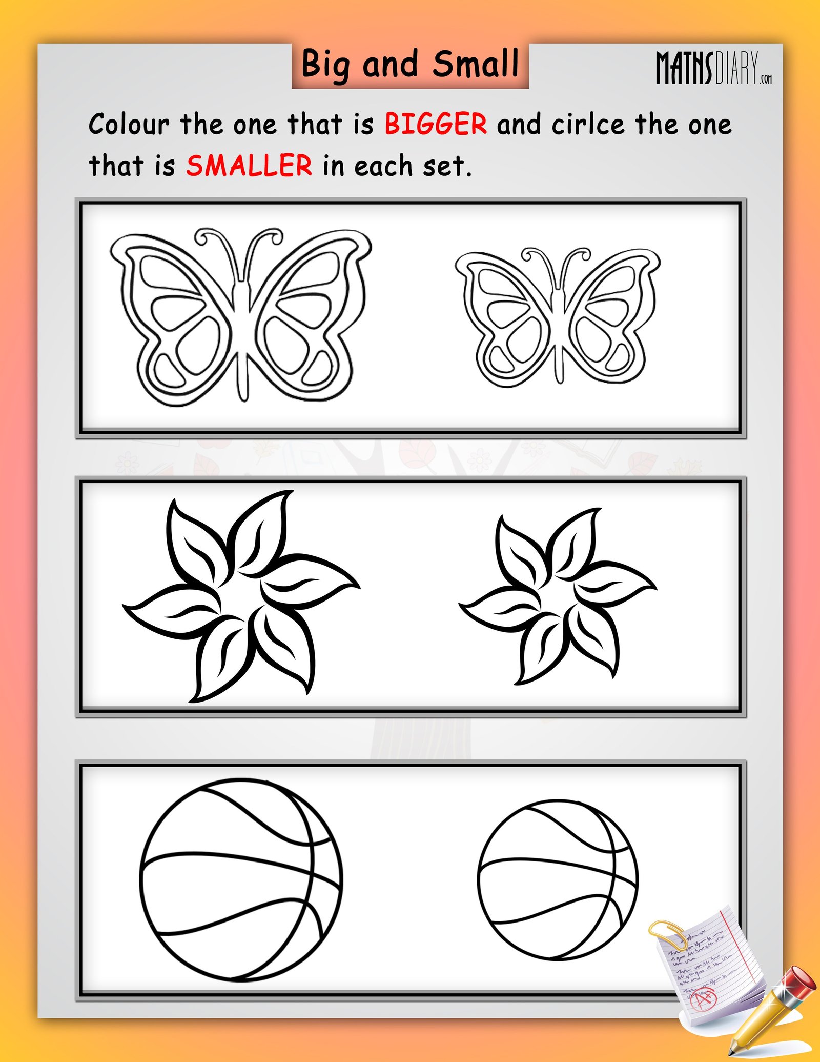 Printable Compare The Objects - Which is Bigger or Smaller