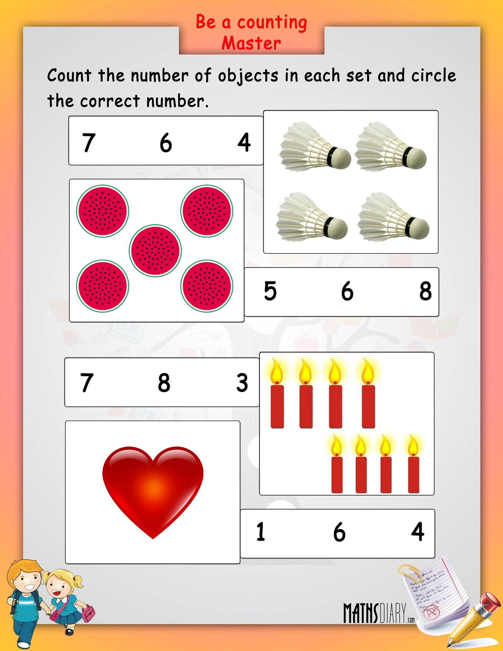 maths homework for lkg class