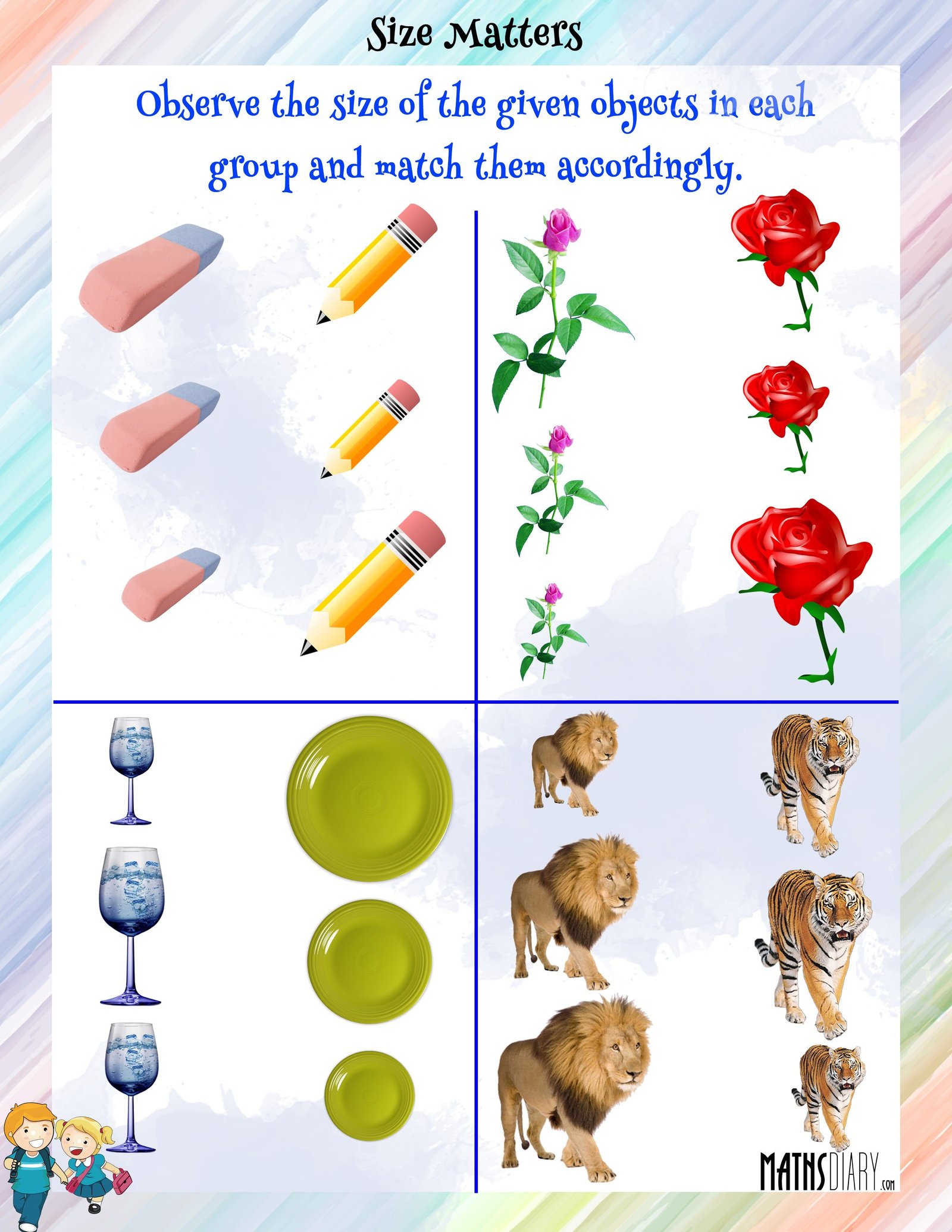 Match The Size Of Objects Math Worksheets MathsDiary