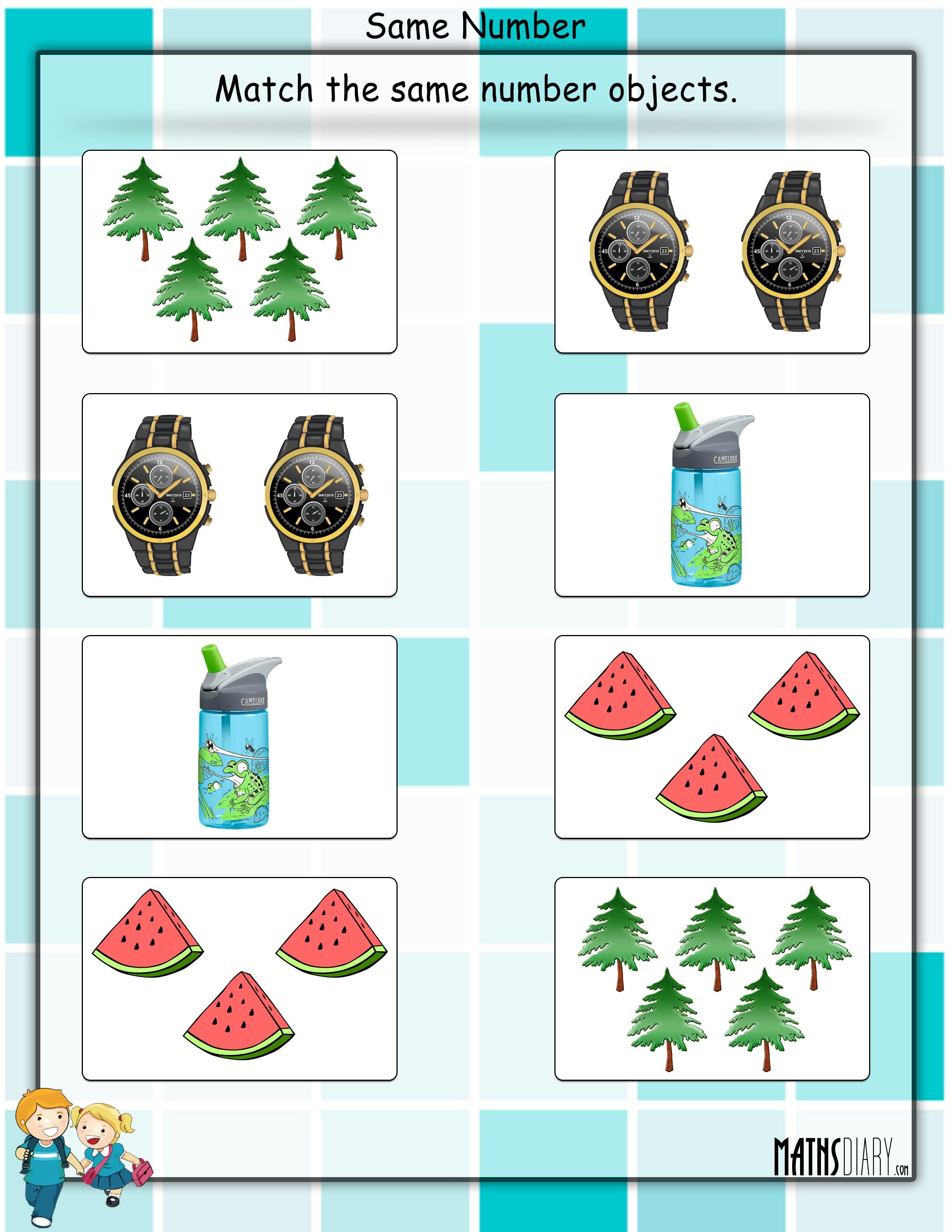Kindergarten Matching Numbers To Objects Worksheets
