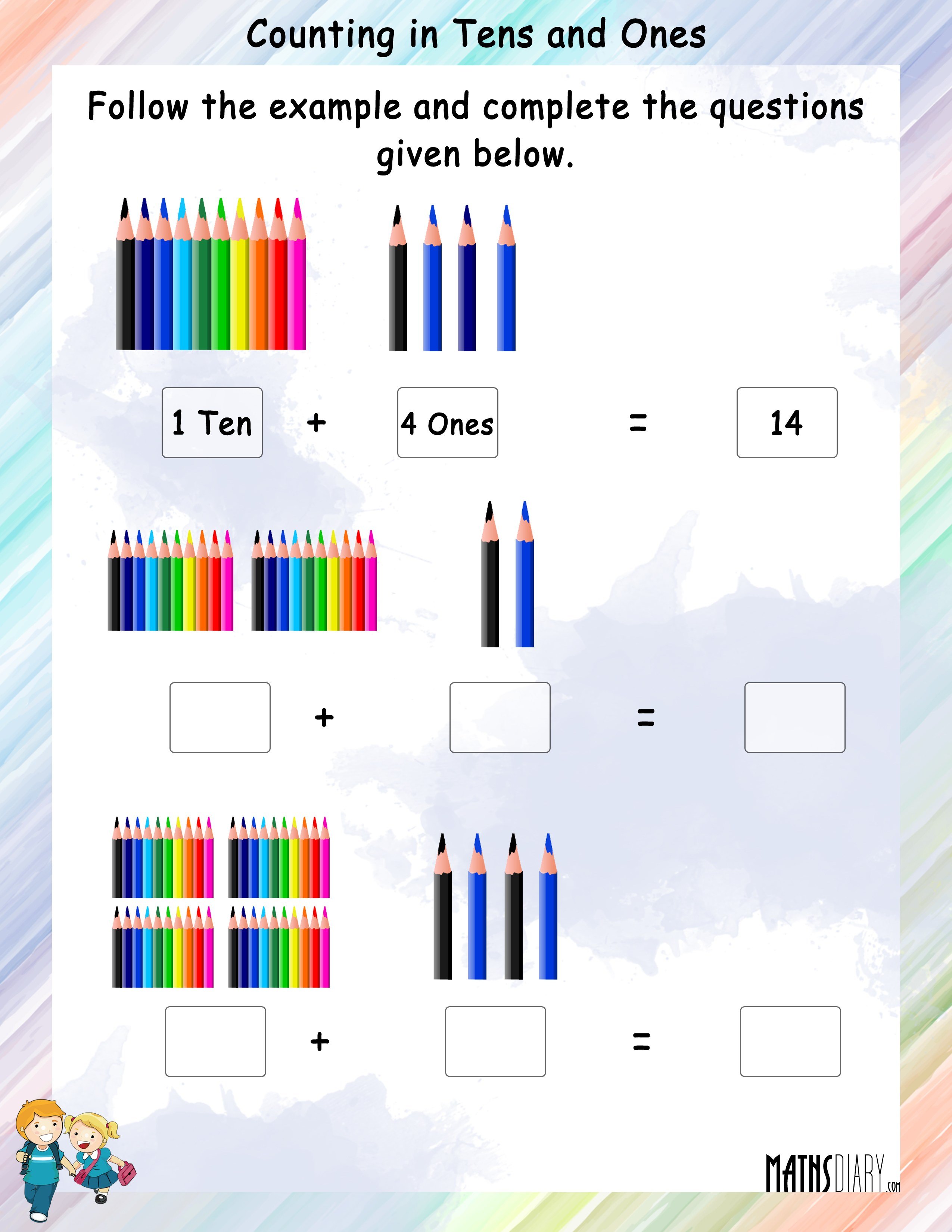 Counting in Tens and Ones - Math Worksheets - MathsDiary.com Pertaining To Counting In 10s Worksheet
