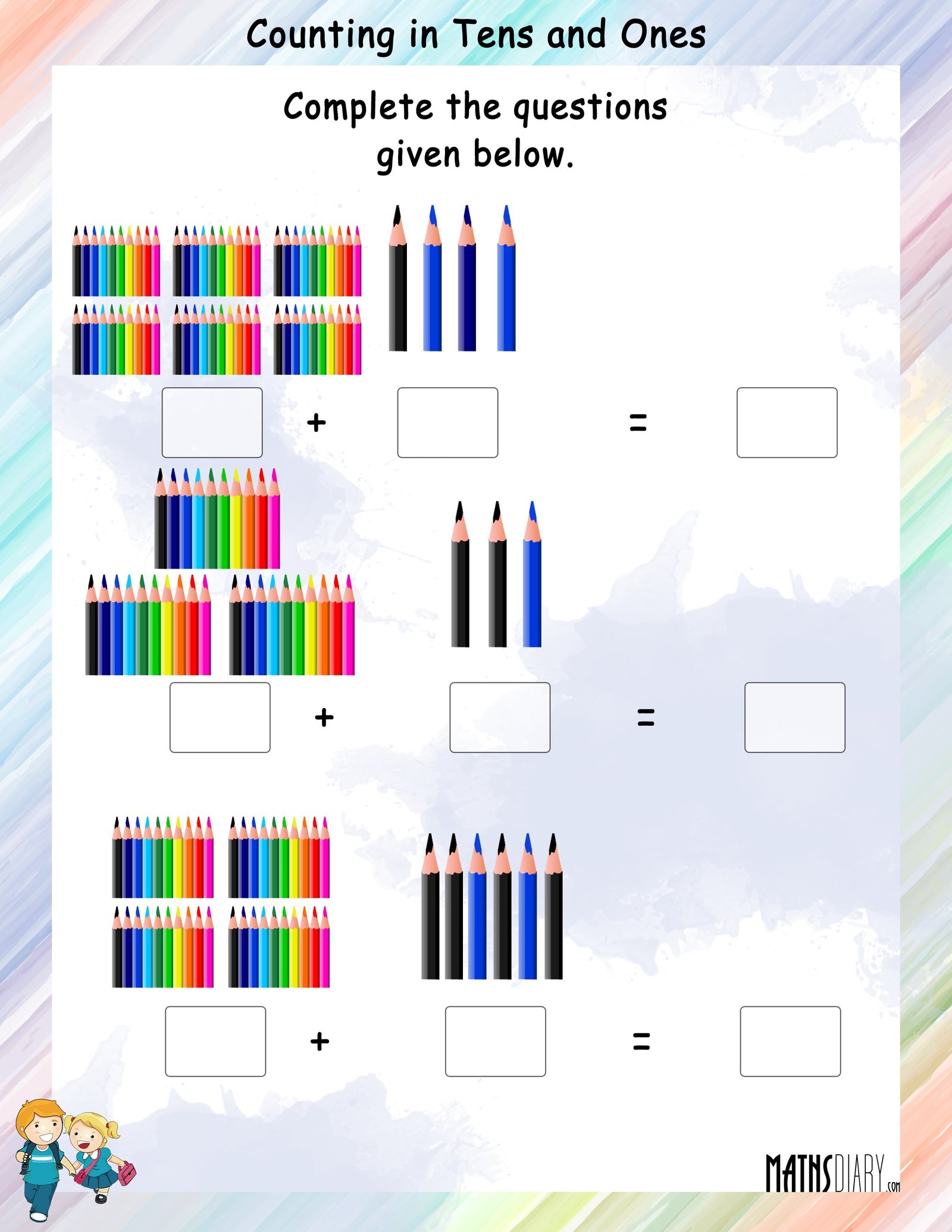 Counting in Tens and Ones - Math Worksheets - MathsDiary.com Regarding Counting In 10s Worksheet