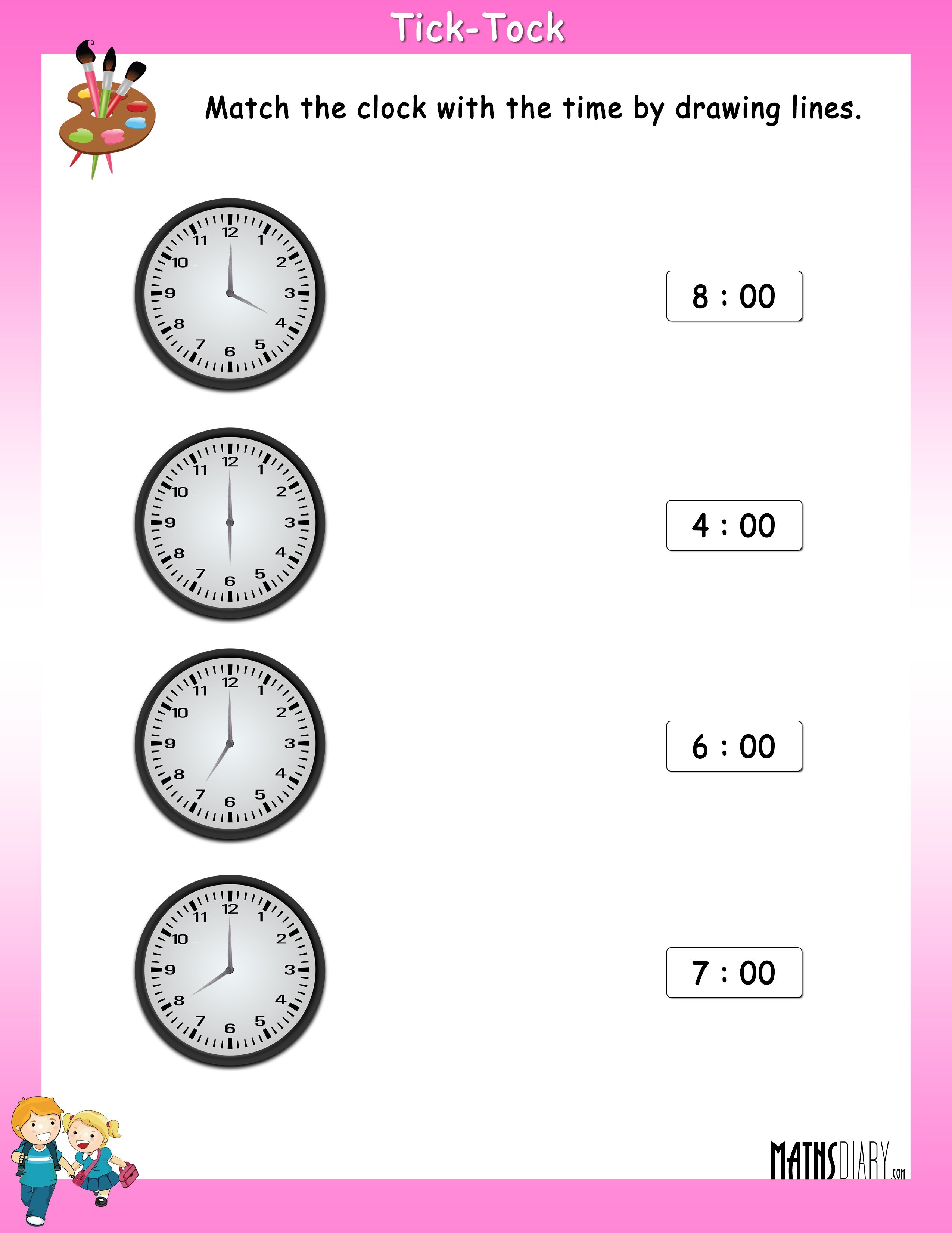 match-the-clock-with-the-time-math-worksheets-mathsdiary