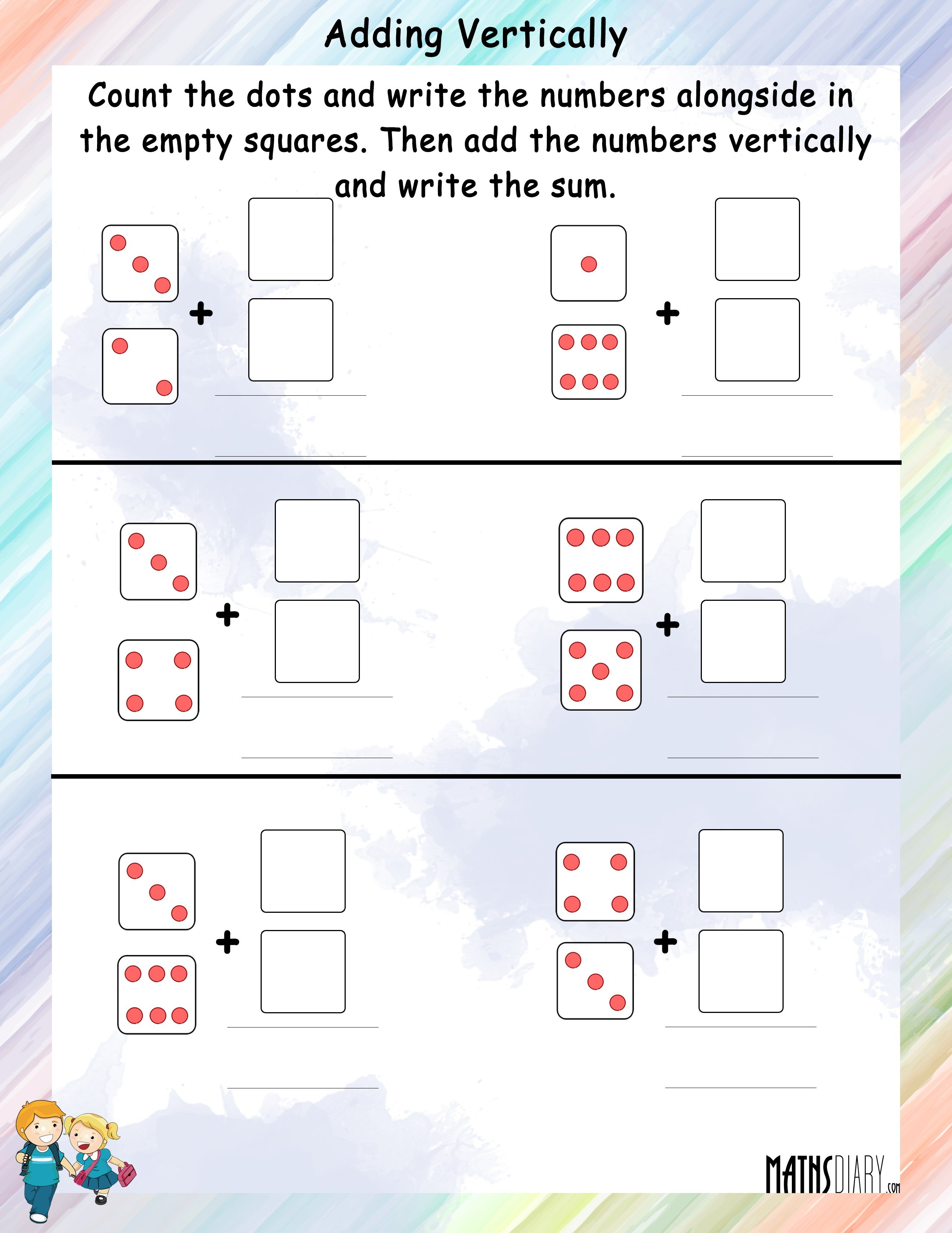 Adding Vertically Vertical Addition Math Worksheets MathsDiary