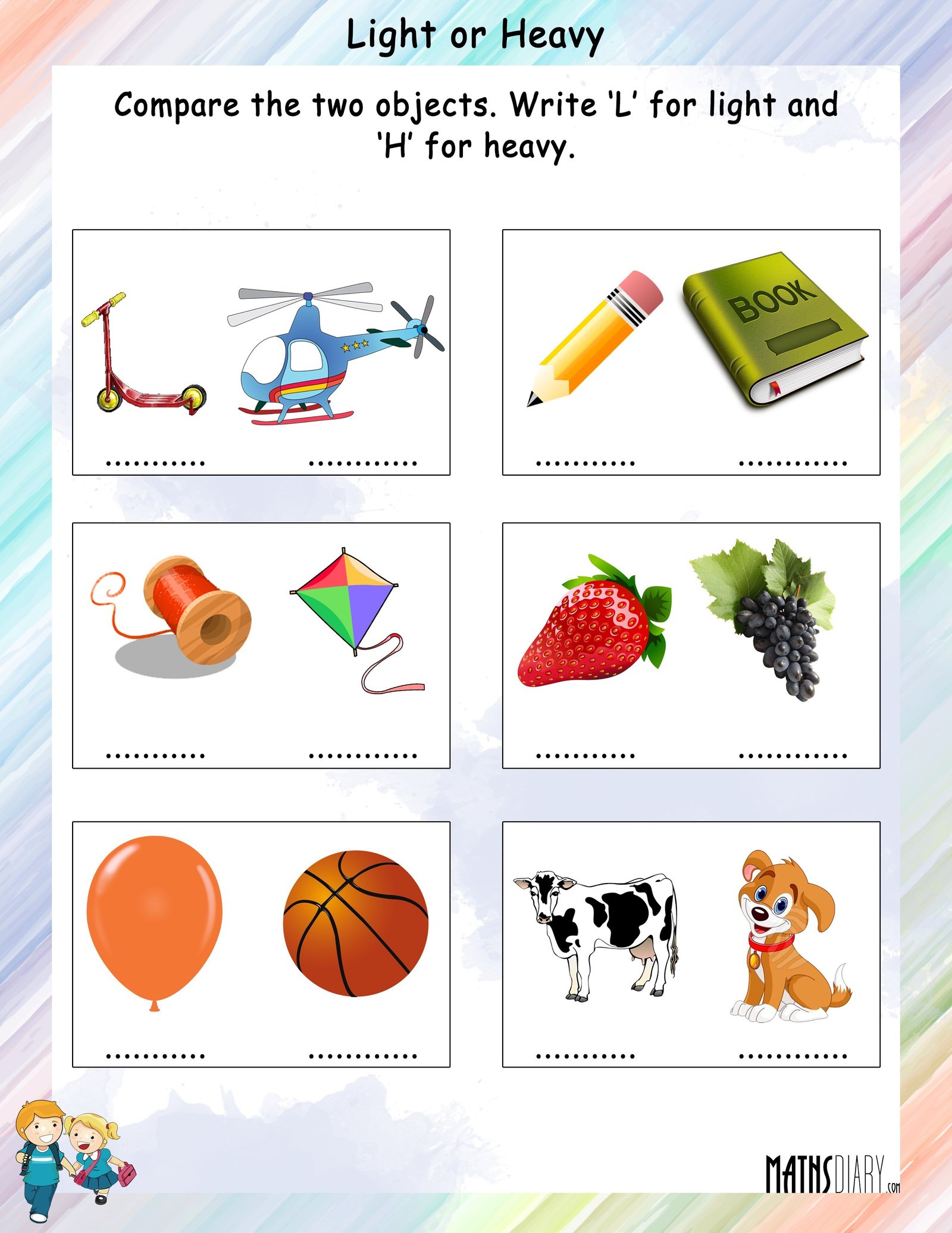 Comparison Between Light And Heavy Math Worksheets MathsDiary comparison-between-light-and-heavy-math-worksheets-mathsdiary