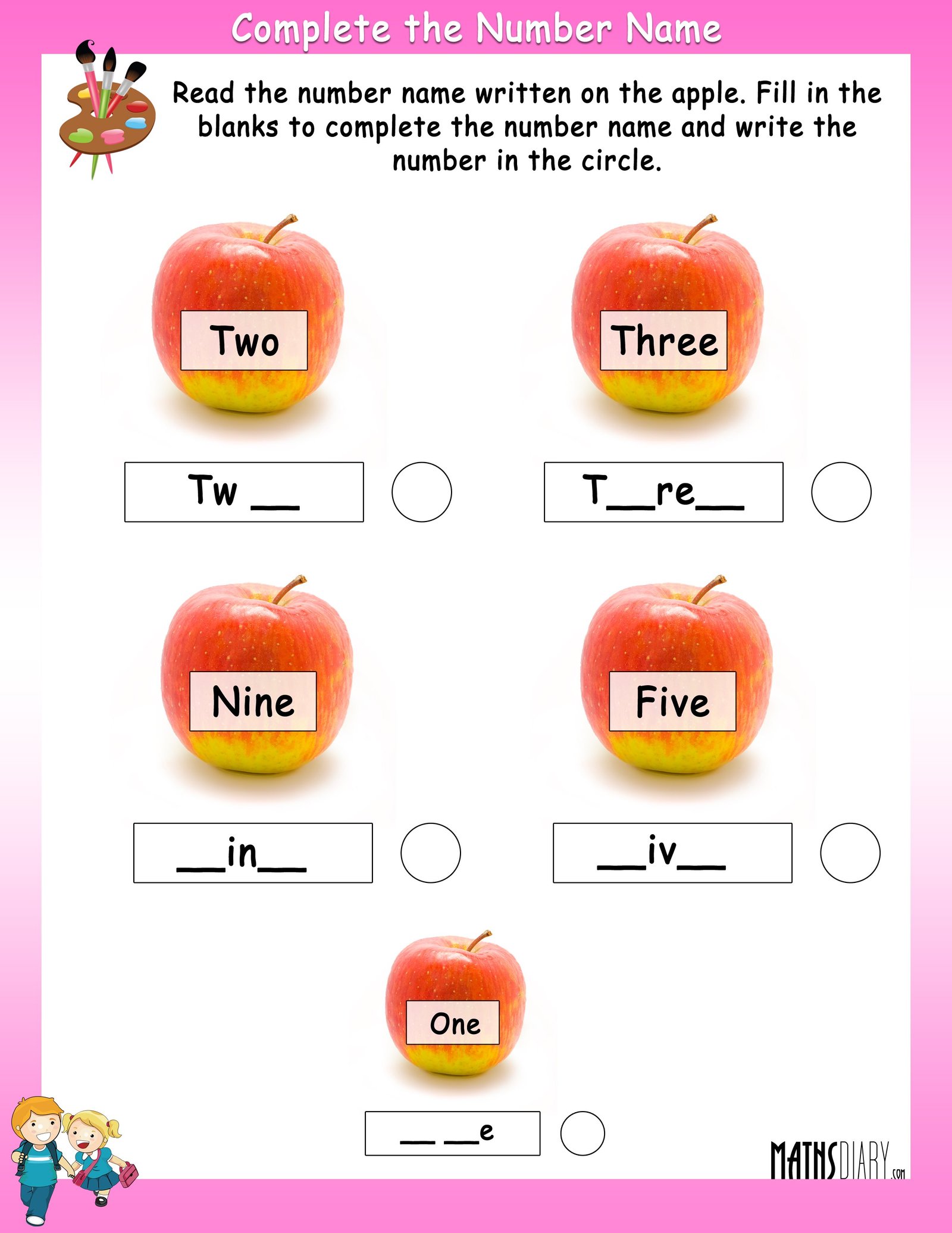 naming numbers ukg math worksheets