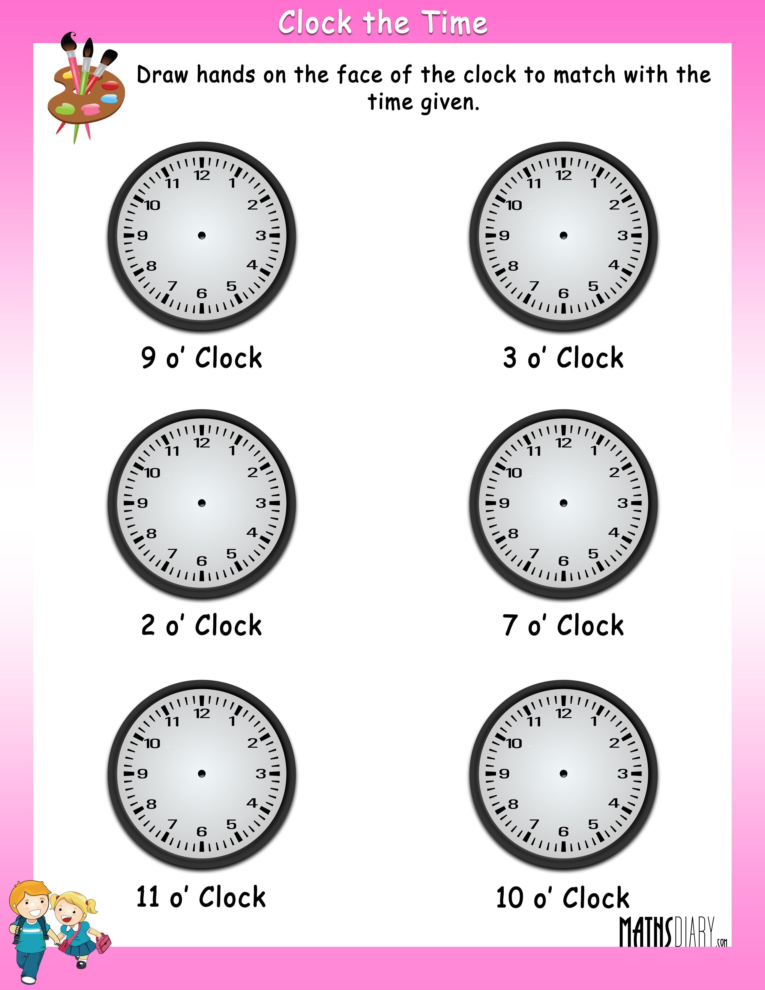 clock worksheet for grade 2