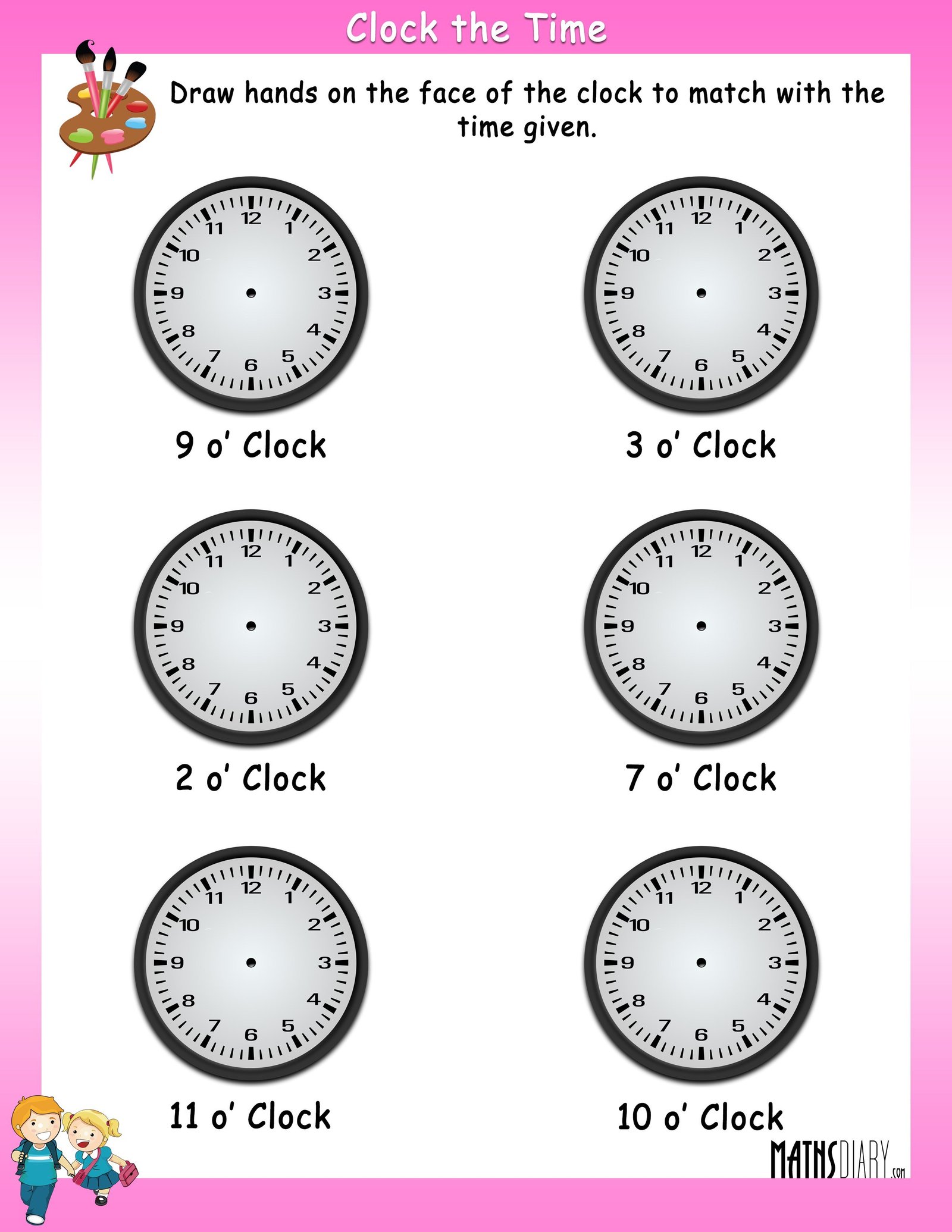 clock worksheet for class 2