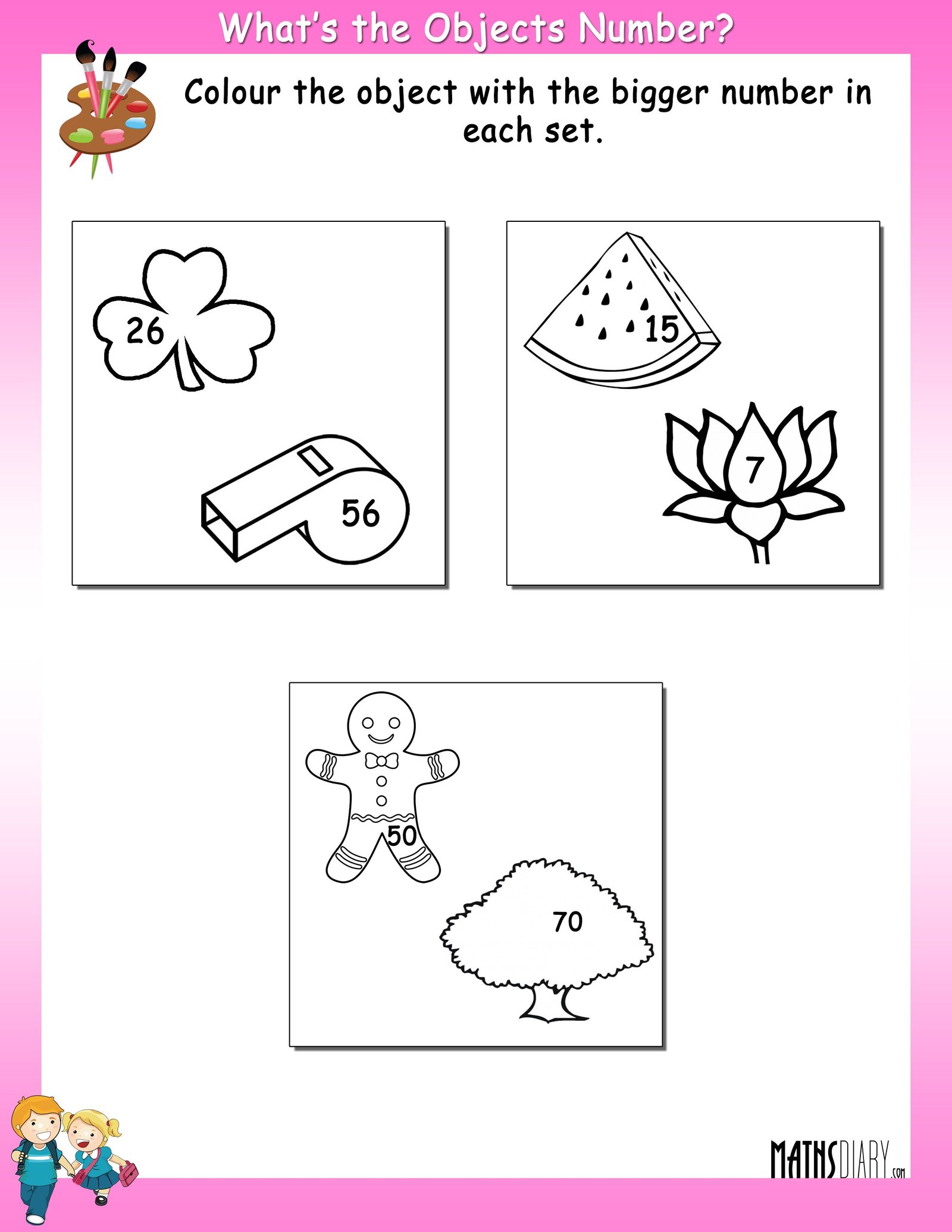 Colour The Bigger Number Worksheet