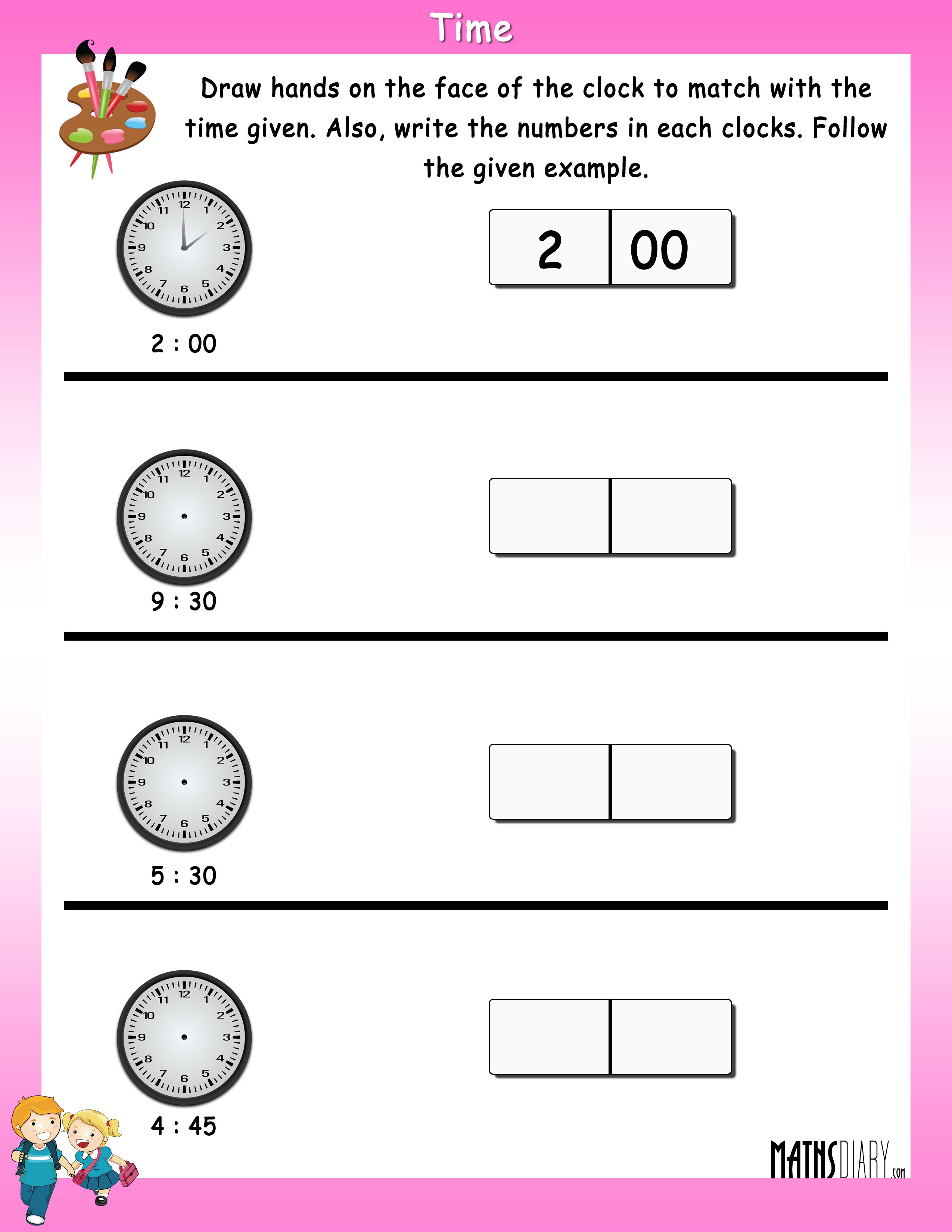time worksheet for grade 2