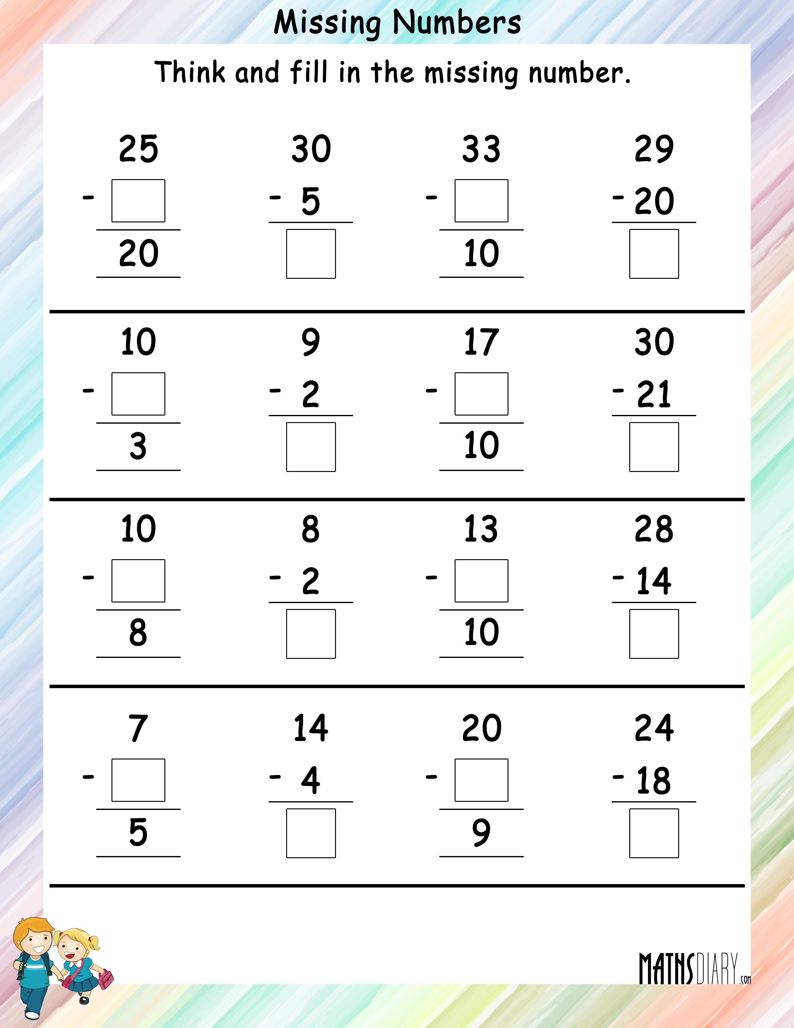 Subtraction Grade 2 Math Worksheets