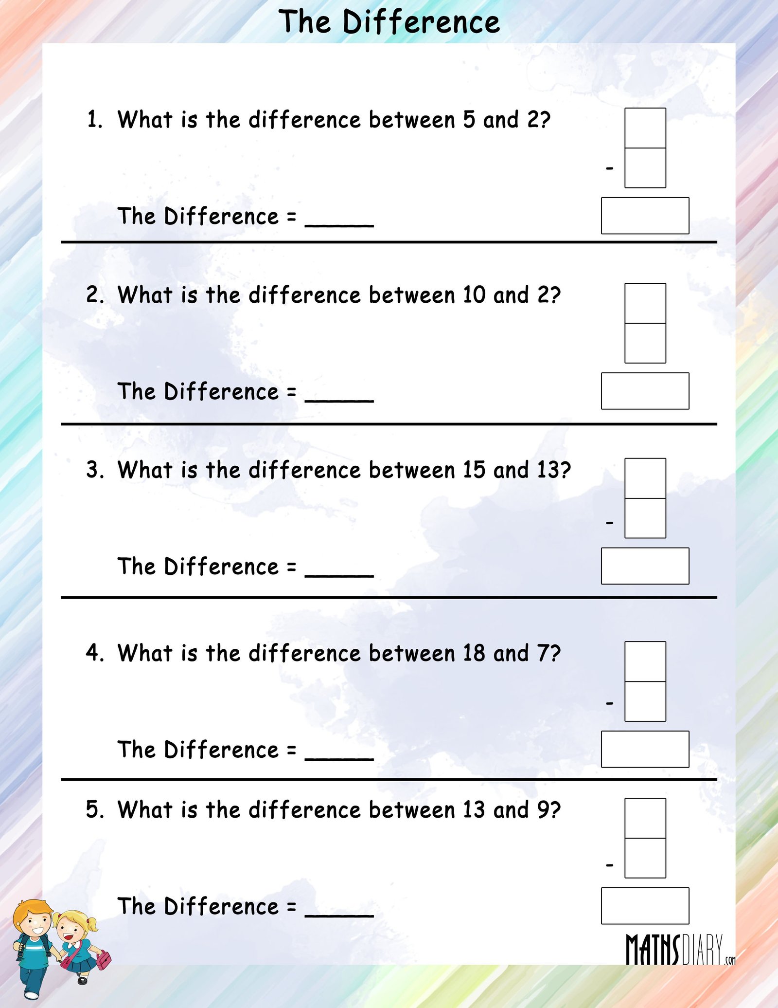 Find The Difference Math Worksheets MathsDiary