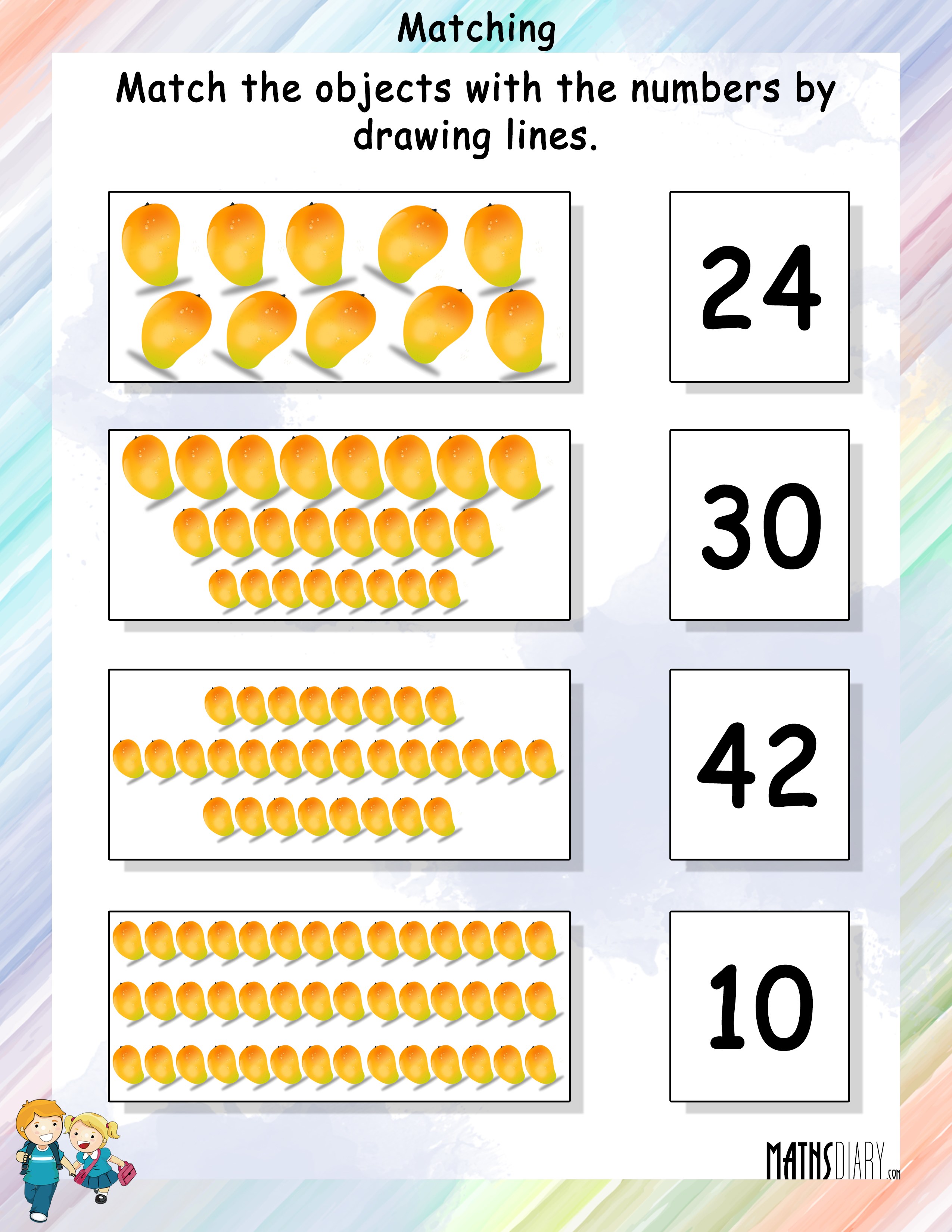 Match The Objects With Numbers Math Worksheets