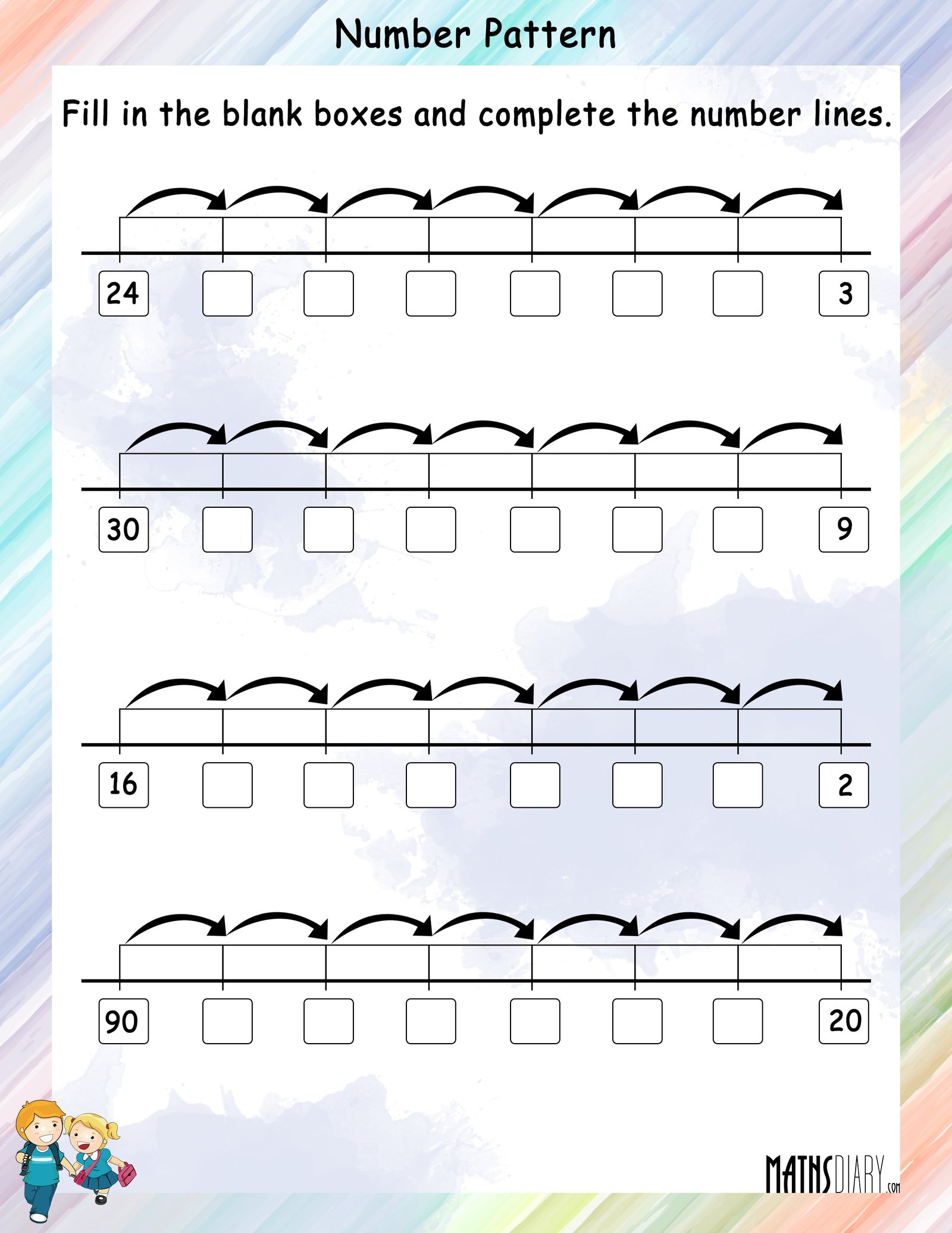 number-pattern-on-a-number-line-math-worksheets-mathsdiary