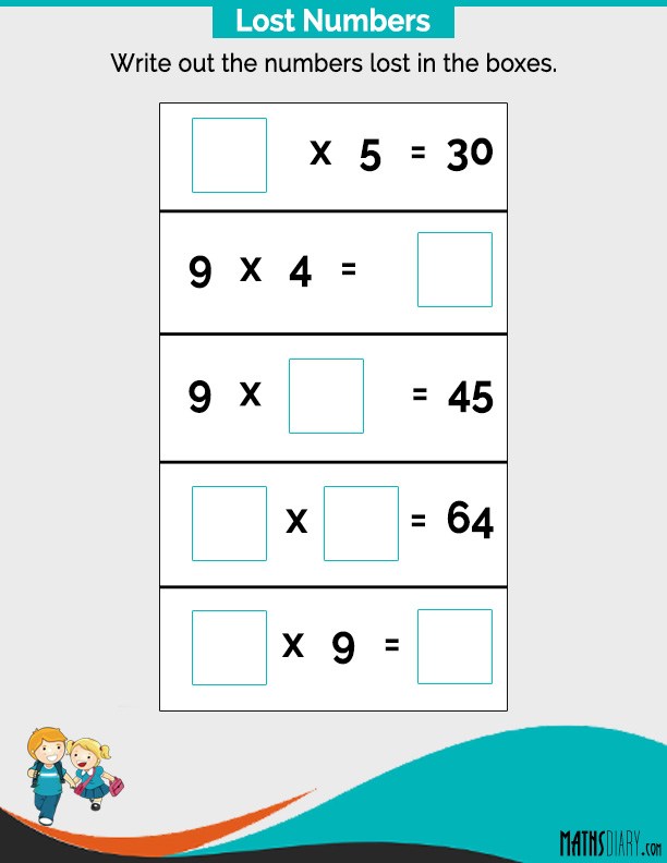 Write The Missing Numbers In boxes Using multiplication Tables Math Worksheets MathsDiary