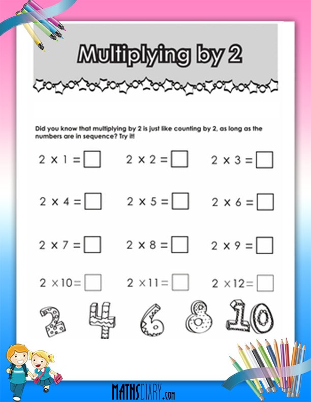 Multiplying with 2 worksheet Math Worksheets