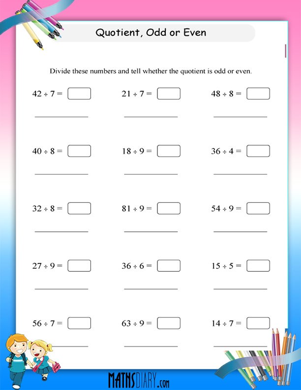 Dividing Odd And Even Numbers Worksheets