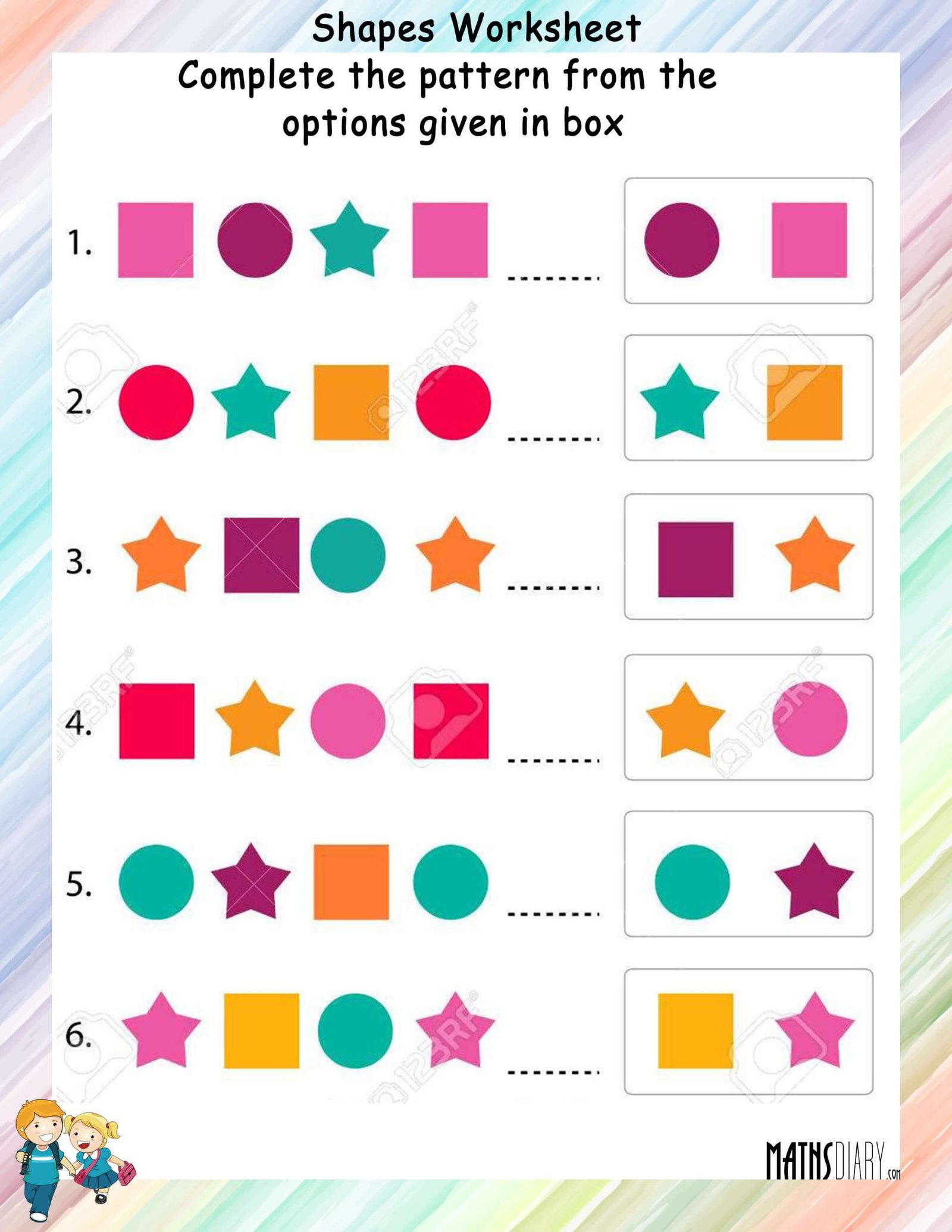 patterns ukg math worksheets