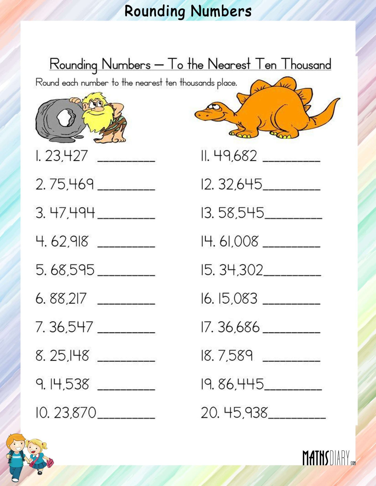 Round to the nearest 10's, 100's, 1000's place - Math Worksheets