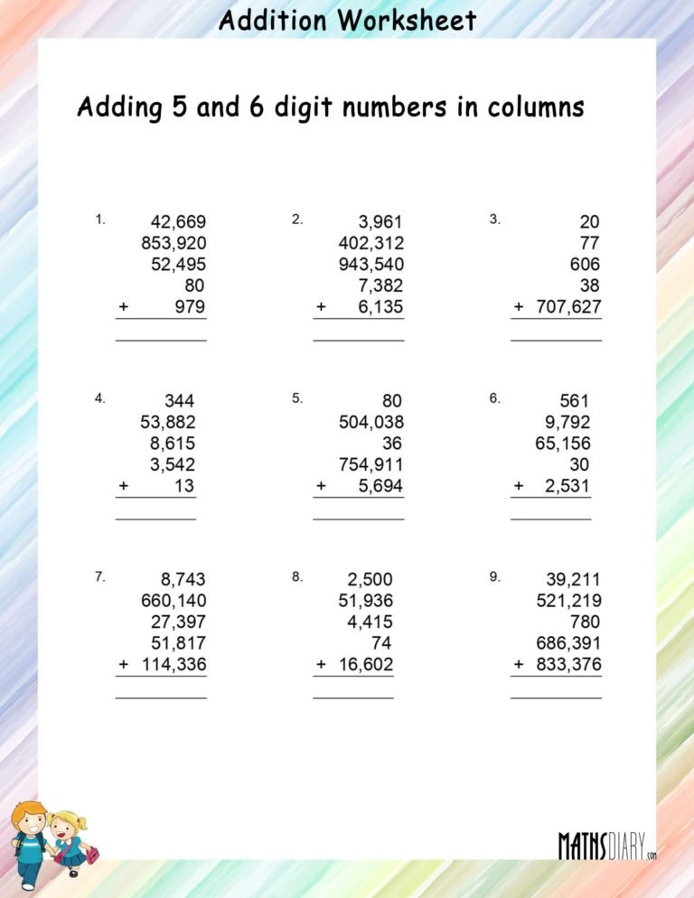 Addition – Grade 4 Math Worksheets