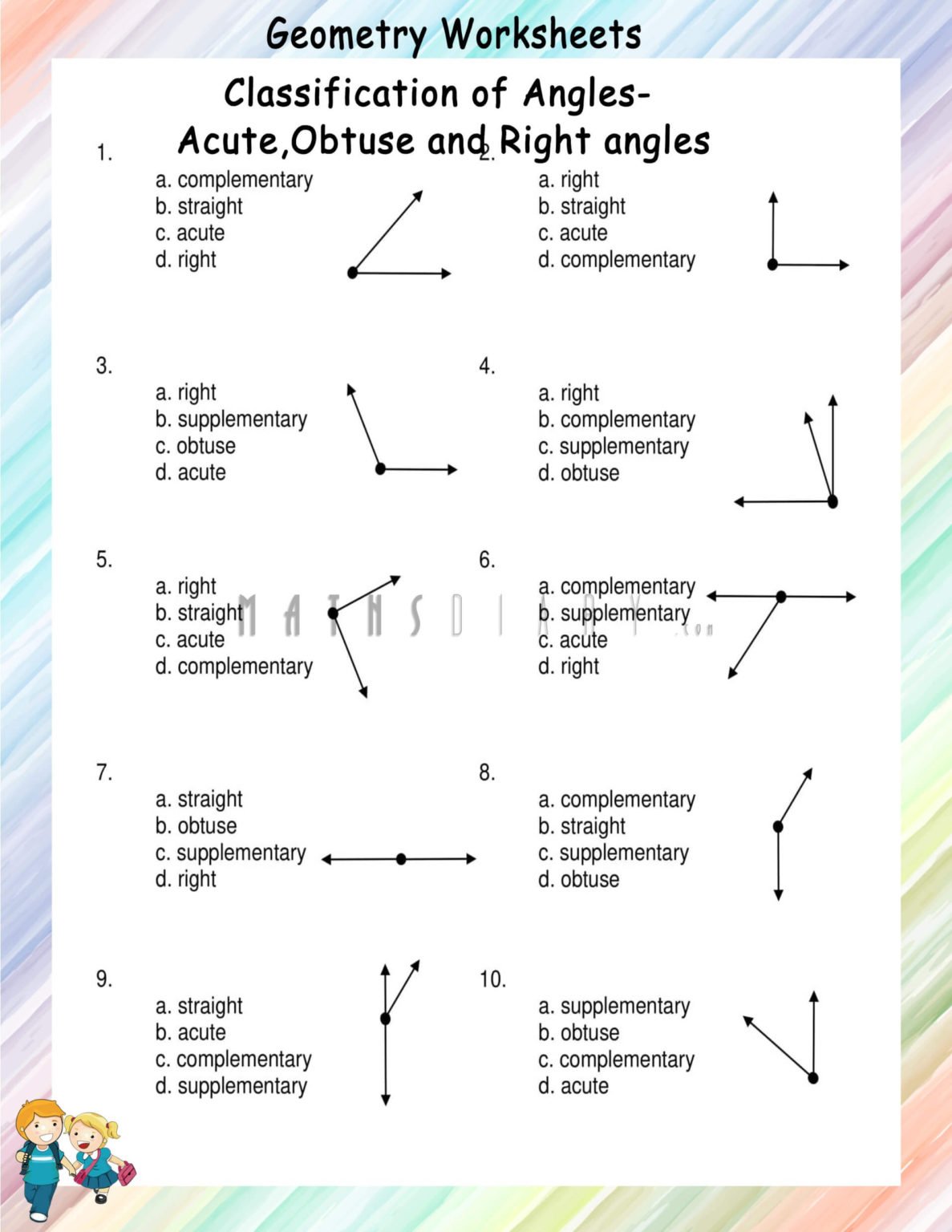 Classification of angles worksheets math worksheets mathsdiary